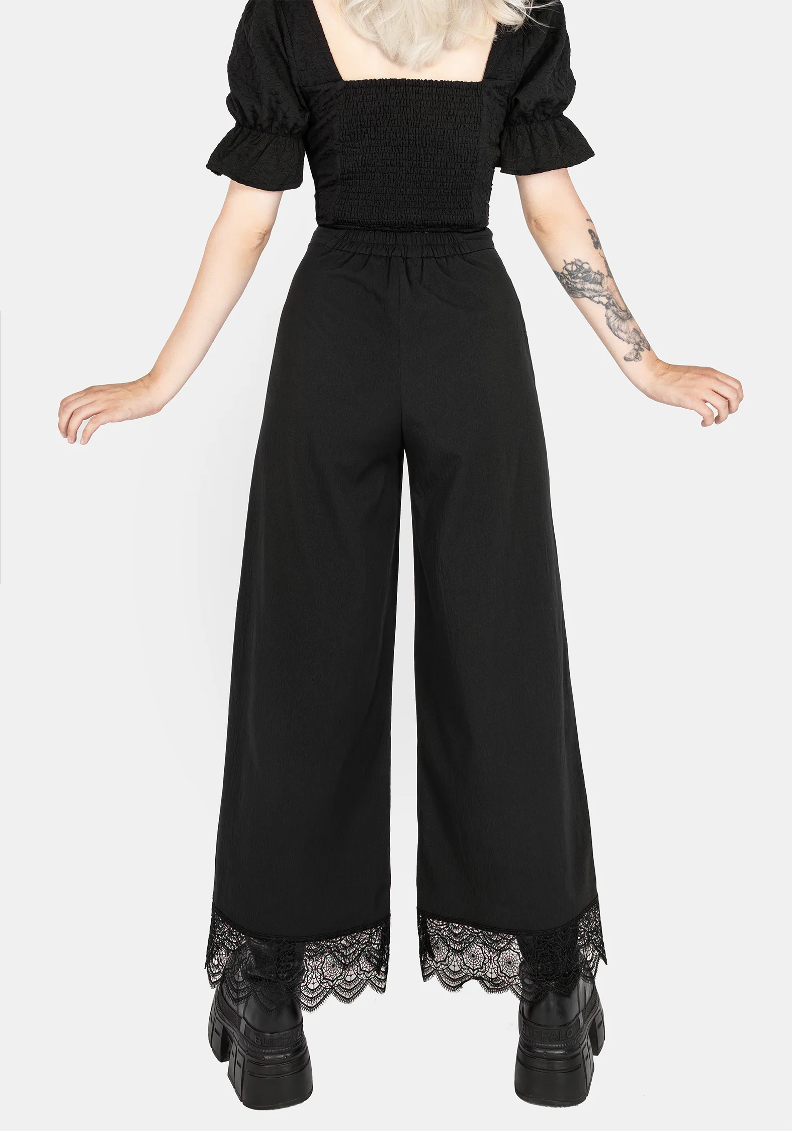 Araneo Lace Hem Wide Leg Trousers - Image 3