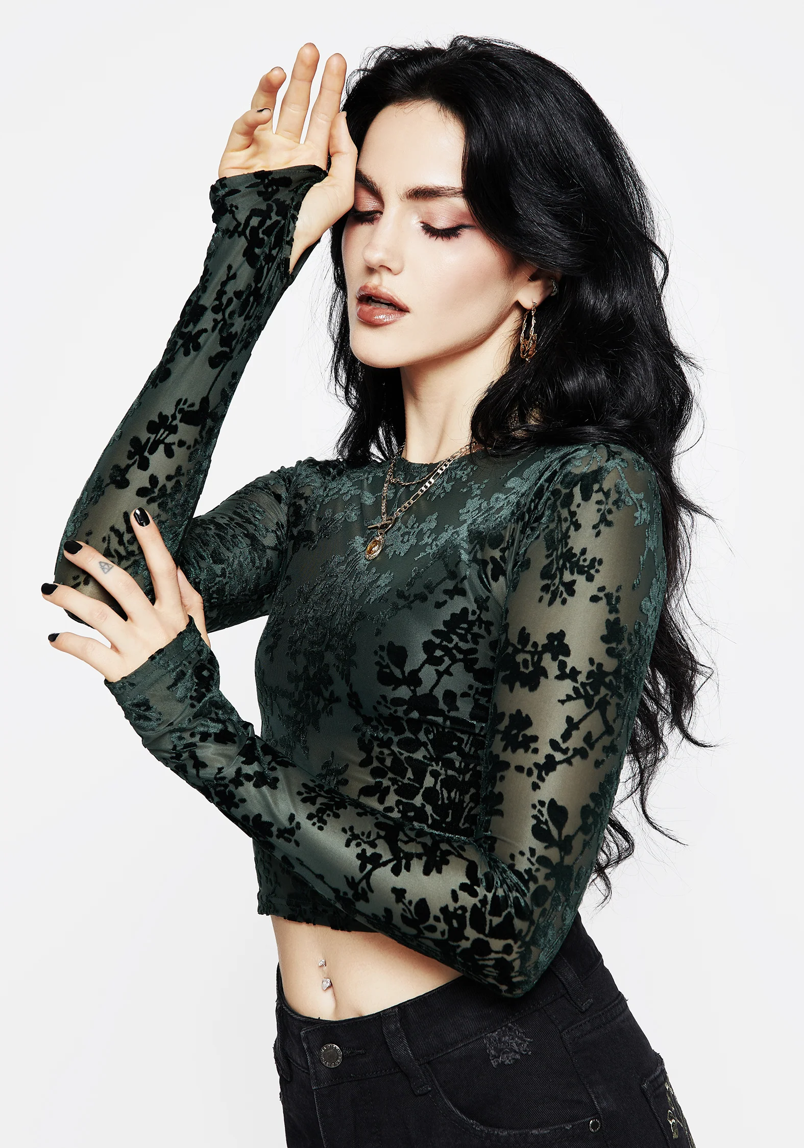 Avalon Floral Flocked Velour Boat Neck Top - Image 4