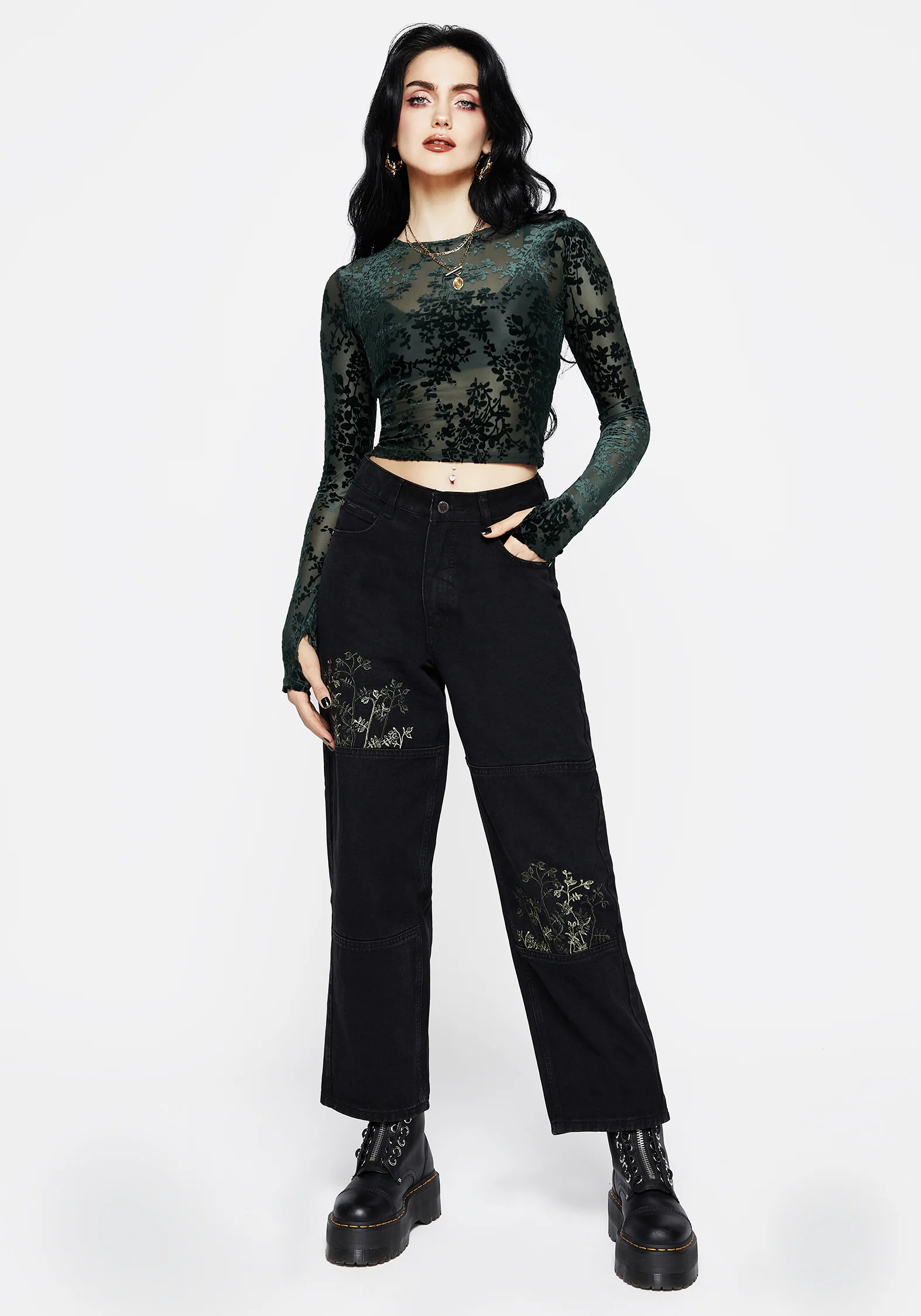 Avalon Floral Flocked Velour Boat Neck Top - Image 5