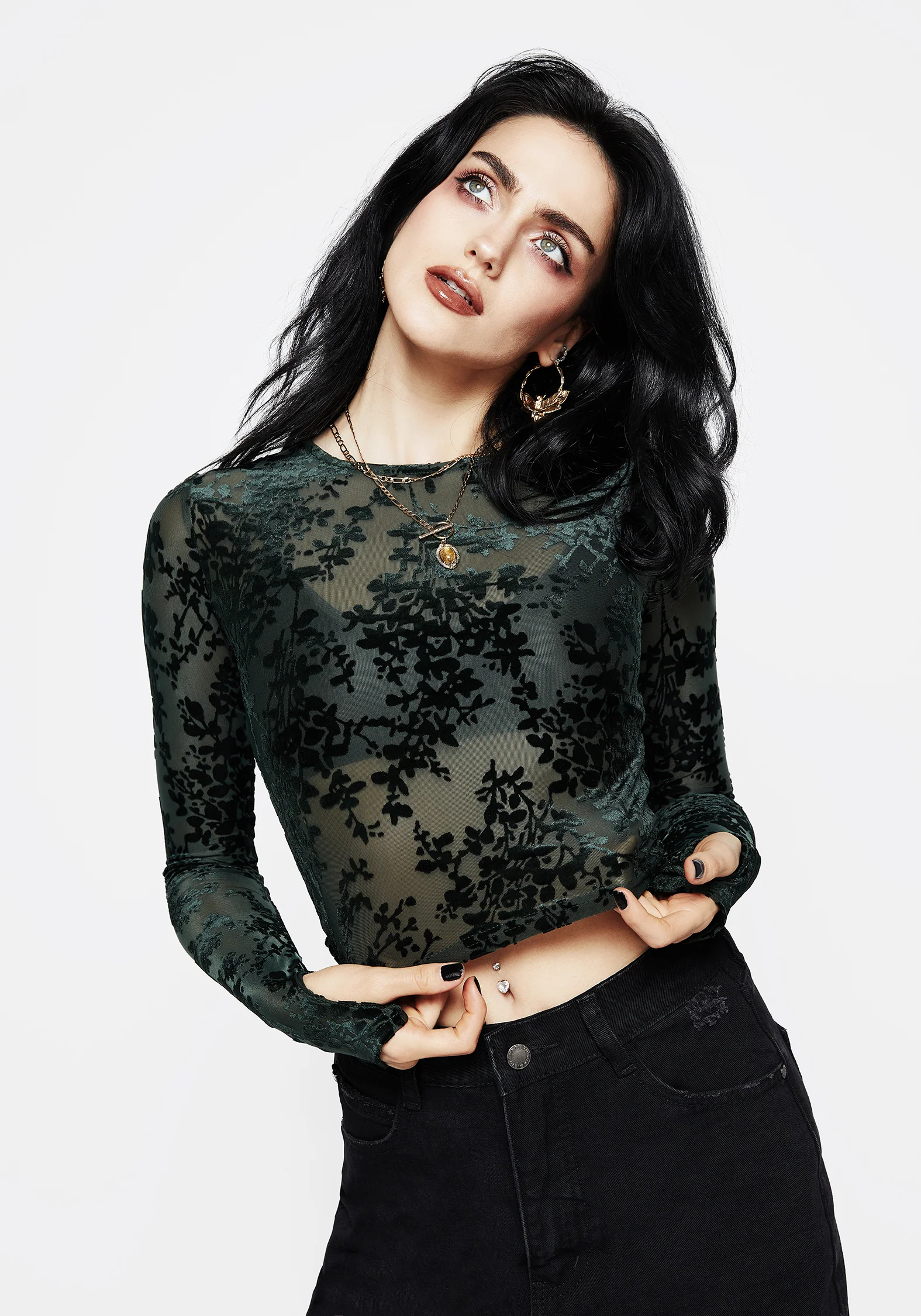 Avalon Floral Flocked Velour Boat Neck Top - Image 6