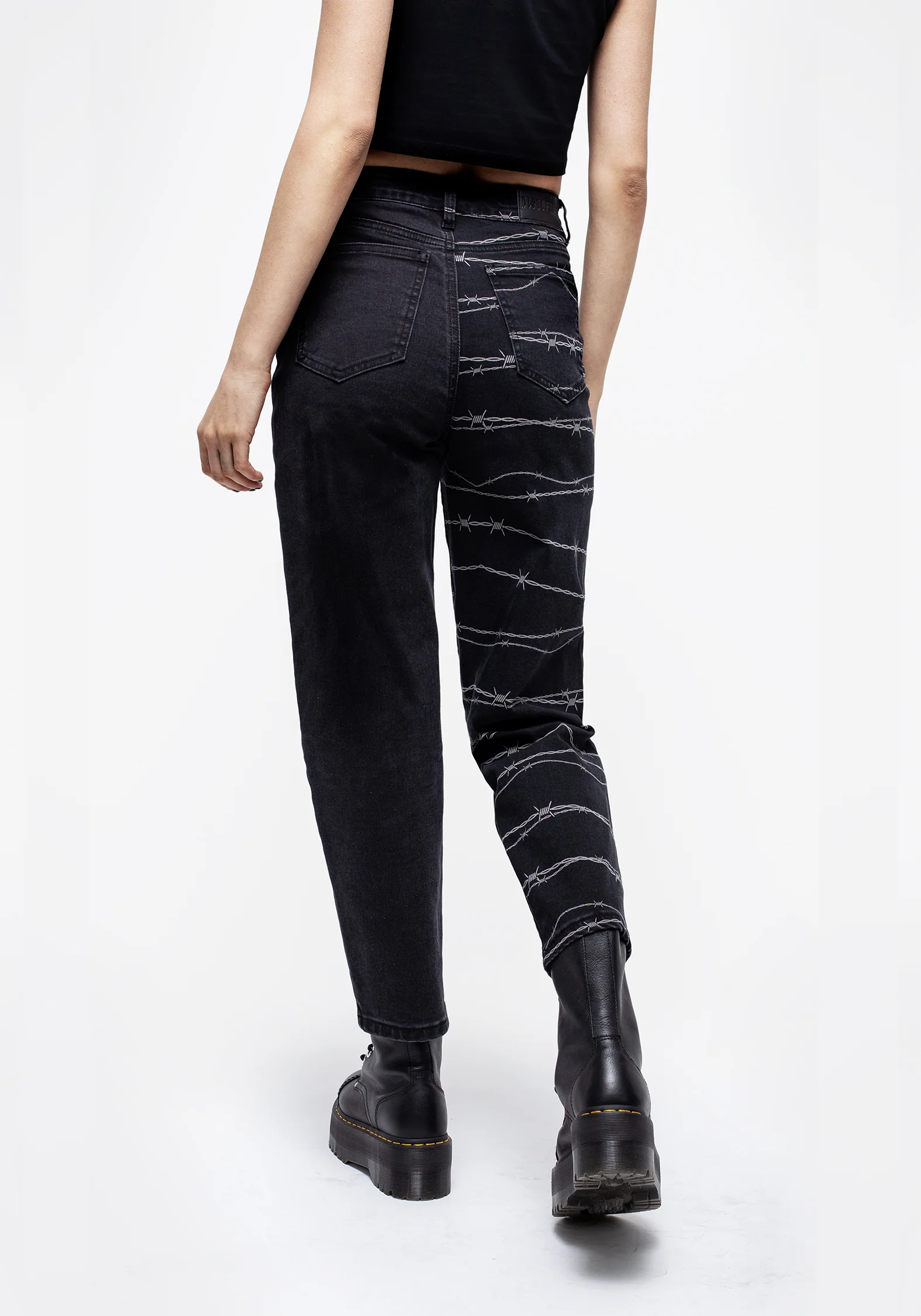 Barbed Wire Spliced Mom Jeans - Image 3