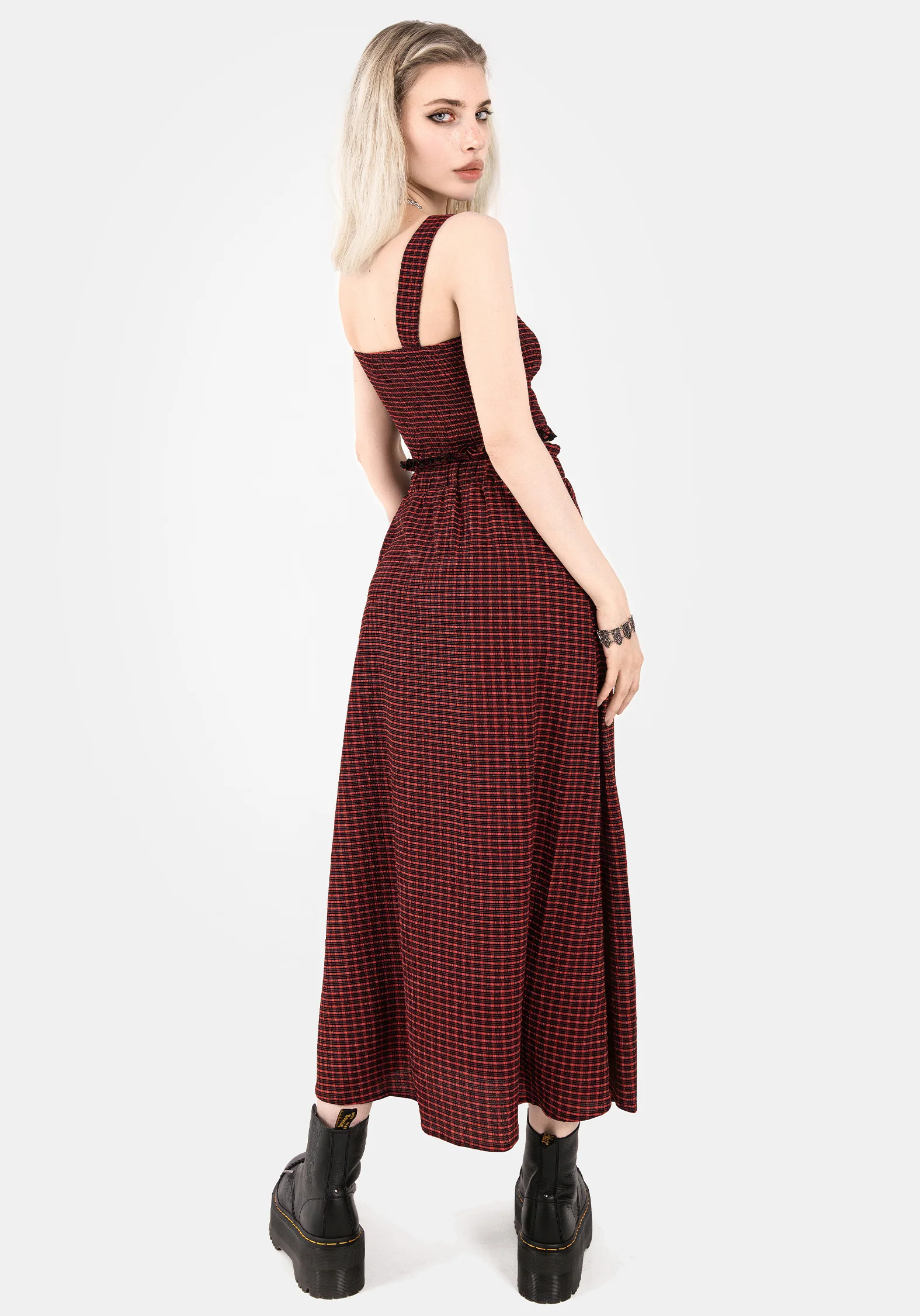 Carmine Textured Check Crop Top - Image 6