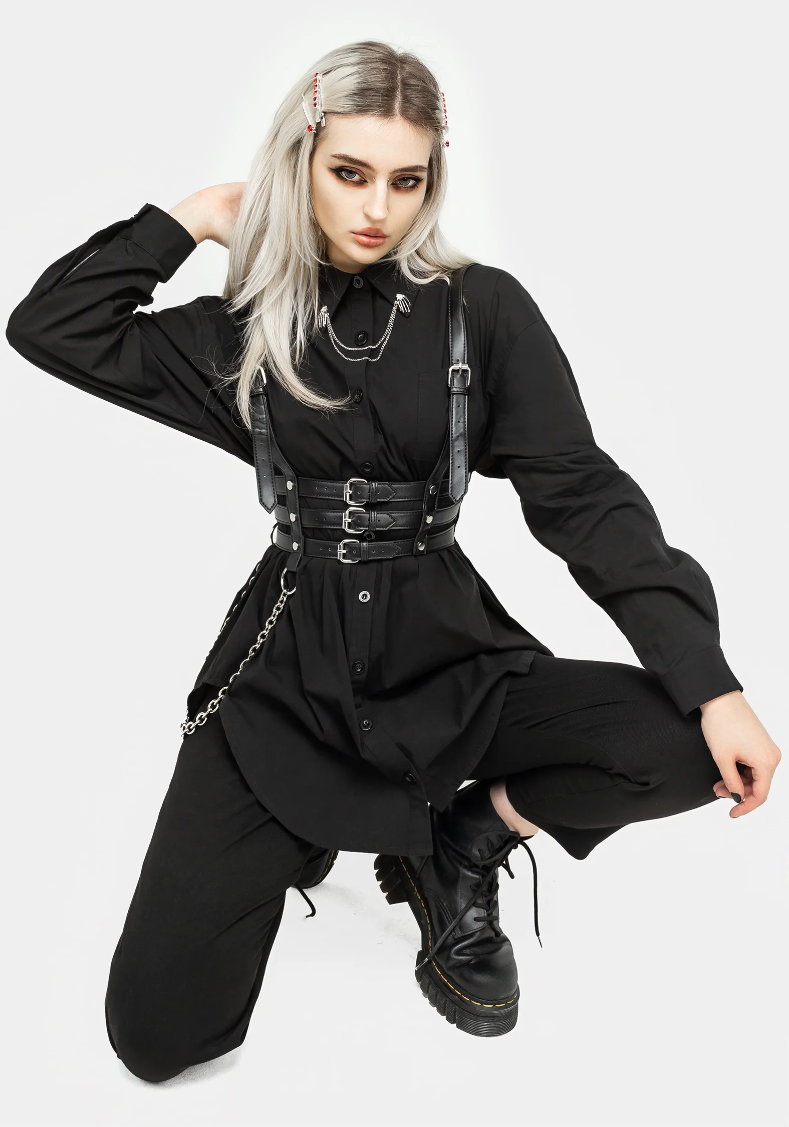 Chiromancy Collar Loose Fit Shirt - Black - Image 6