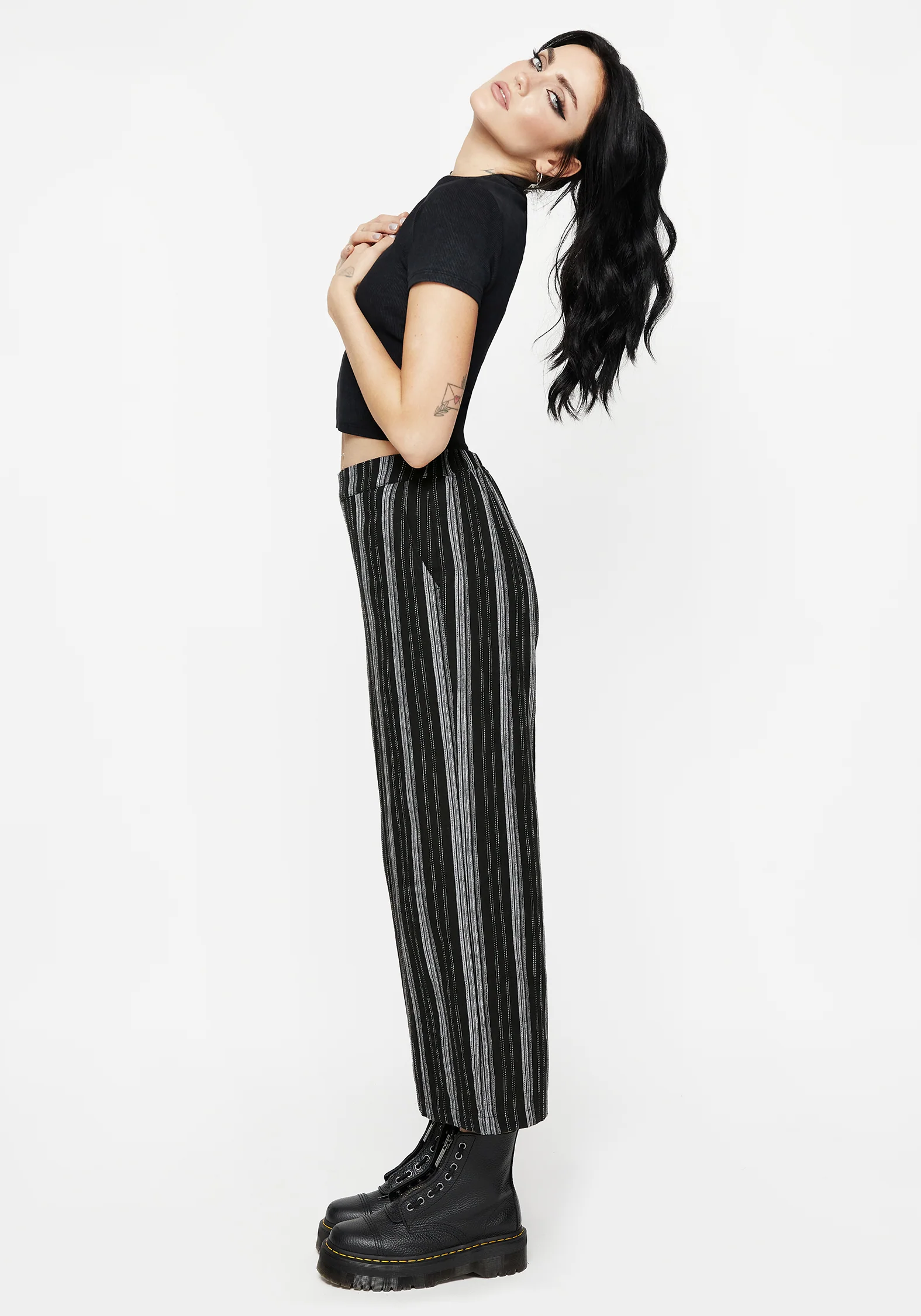 Clandestine Stripe Cotton-Blend Culottes - Image 3