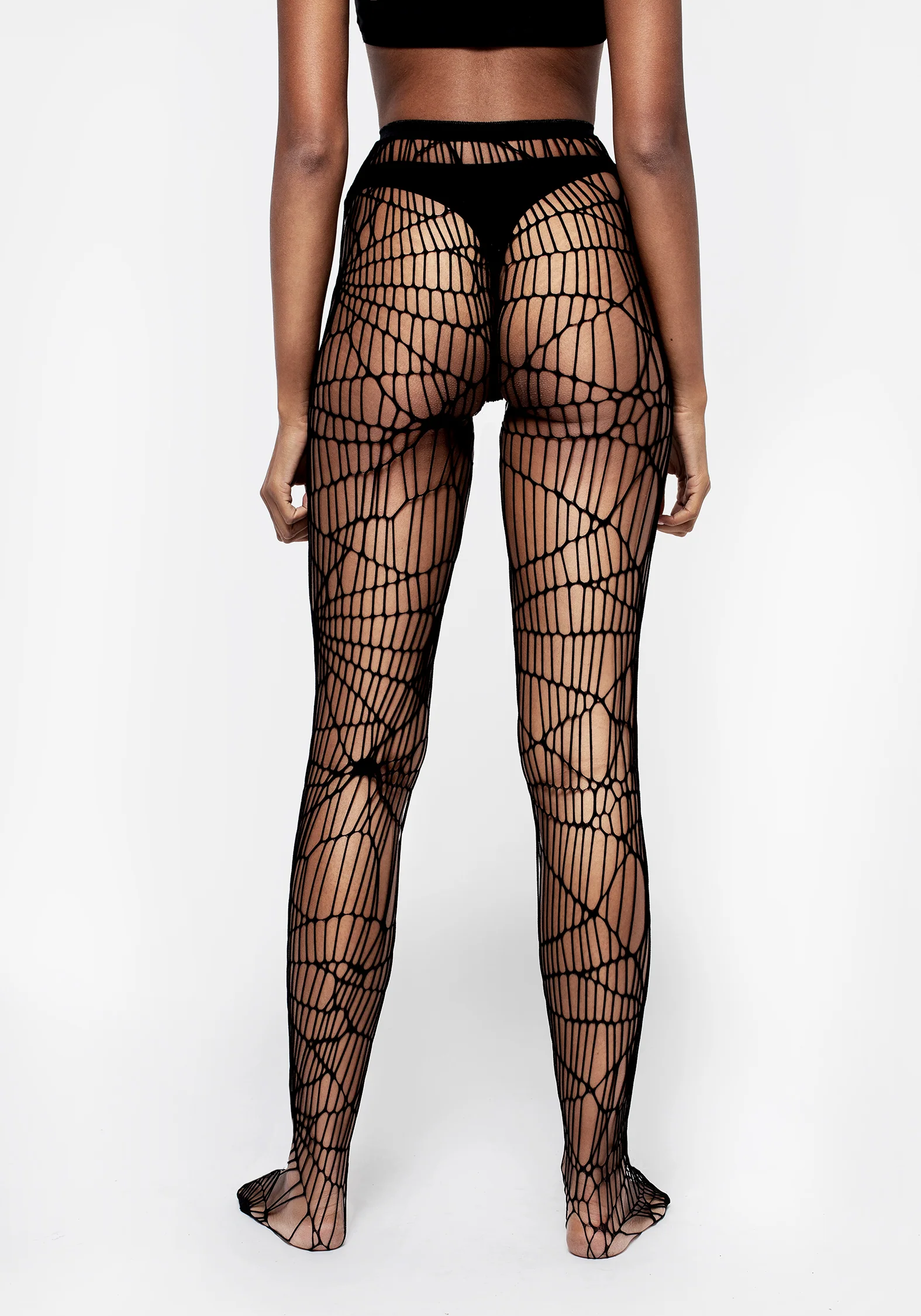 Cobweb Patterned Fishnet Tights - Image 4