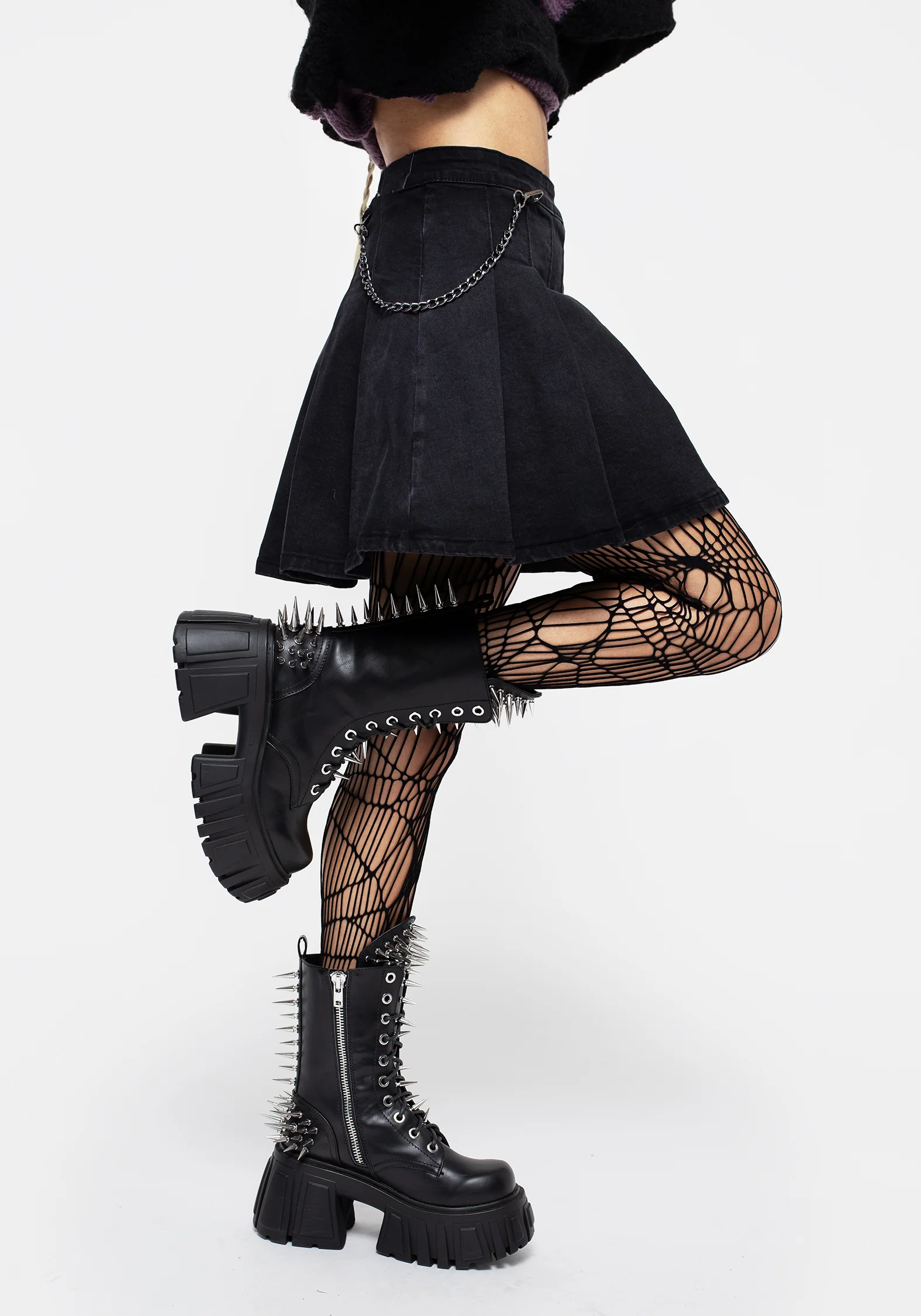 Cobweb Patterned Fishnet Tights - Image 8