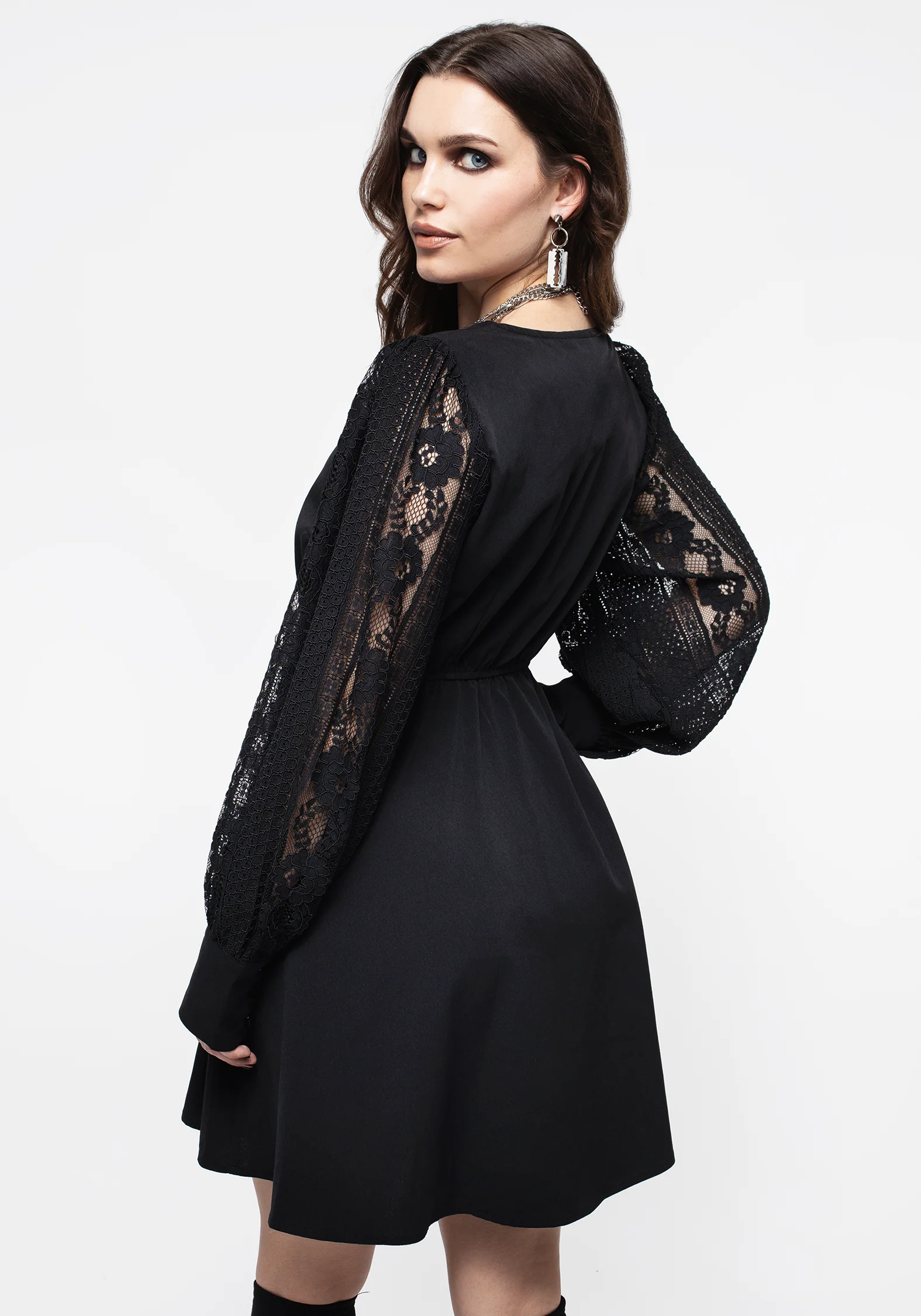 Covenant Lace Sleeve Button Up Mini Dress - Image 3