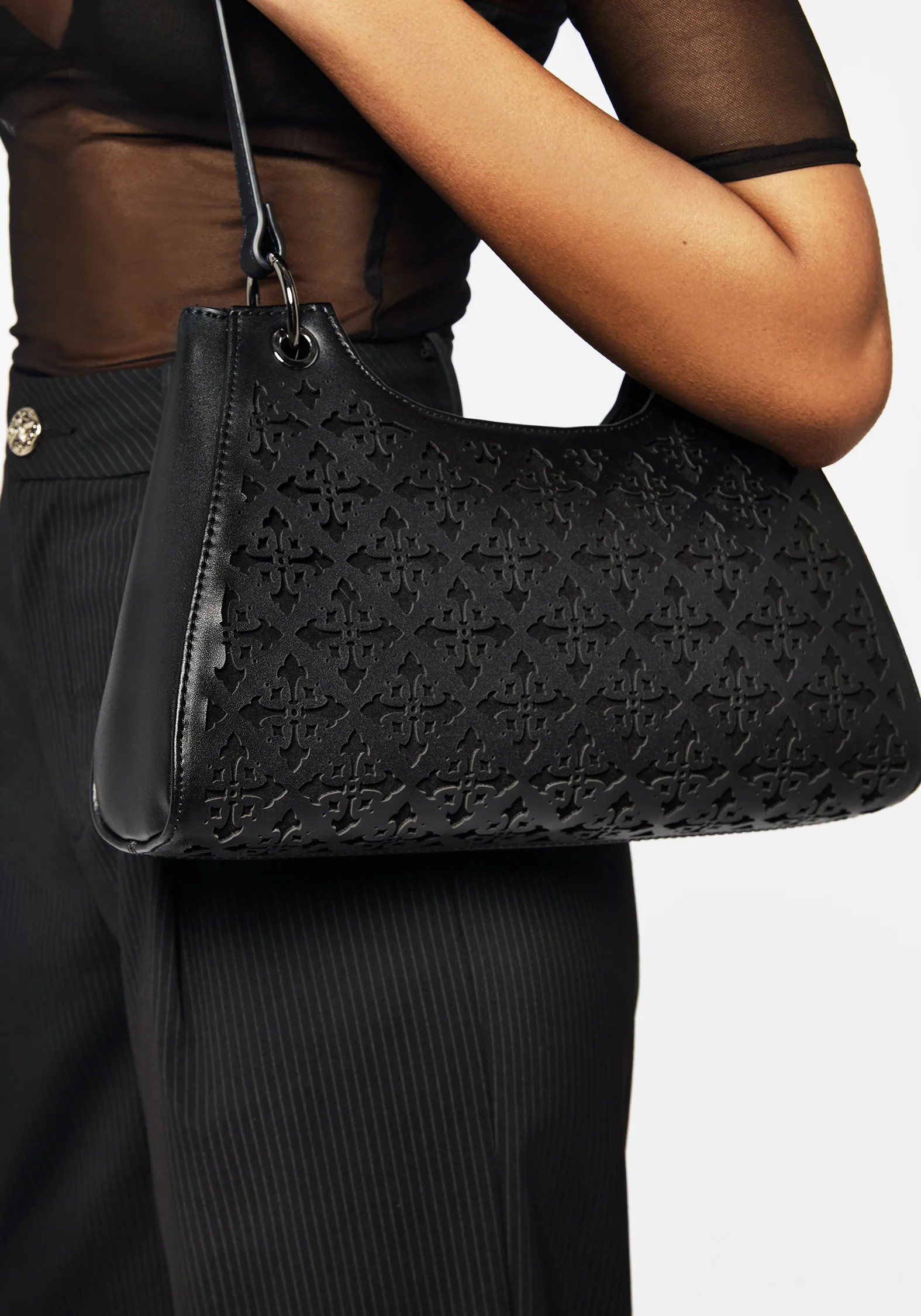 Crux Cut Out Faux Leather Shoulder Bag - Image 6