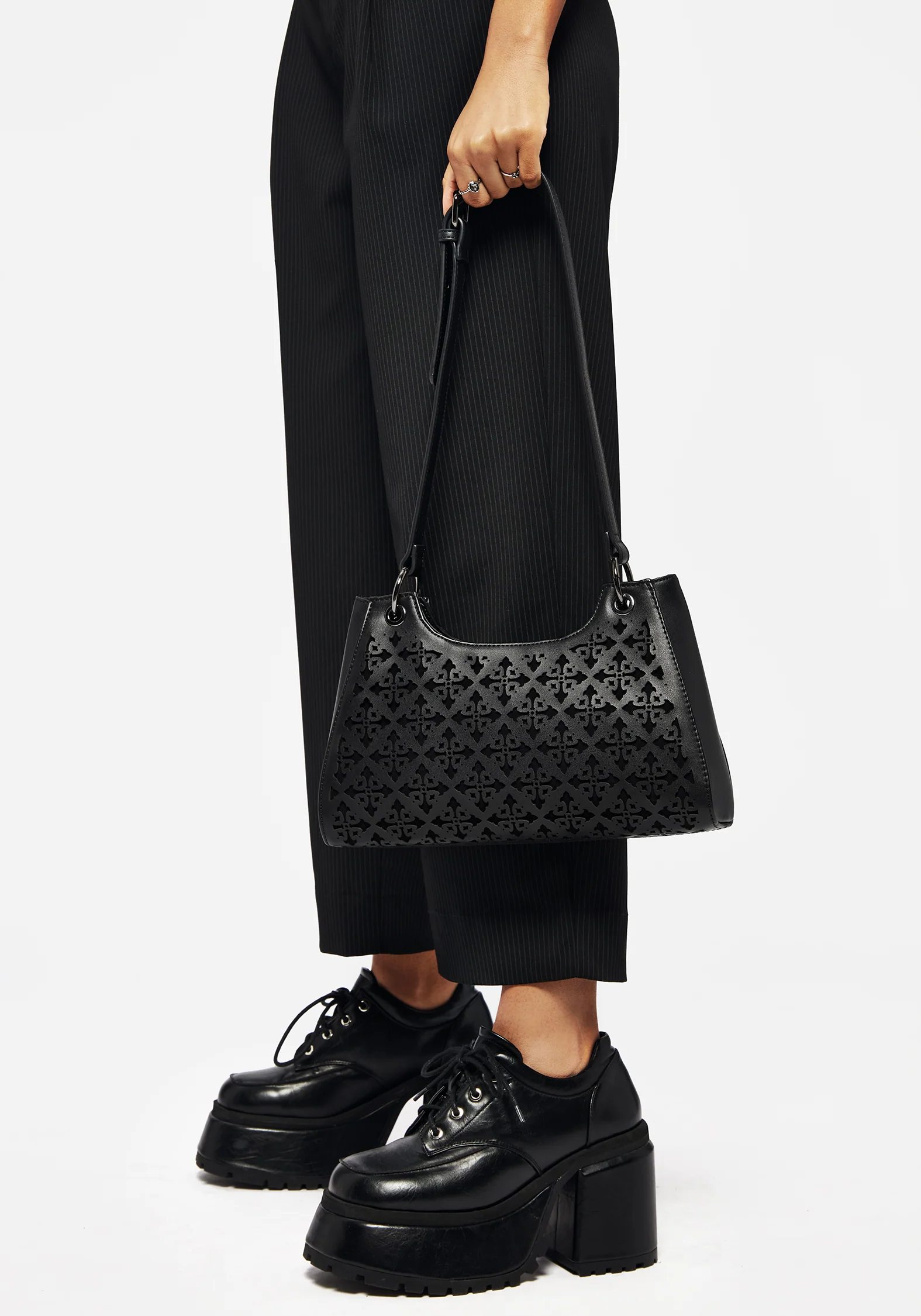 Crux Cut Out Faux Leather Shoulder Bag - Image 8