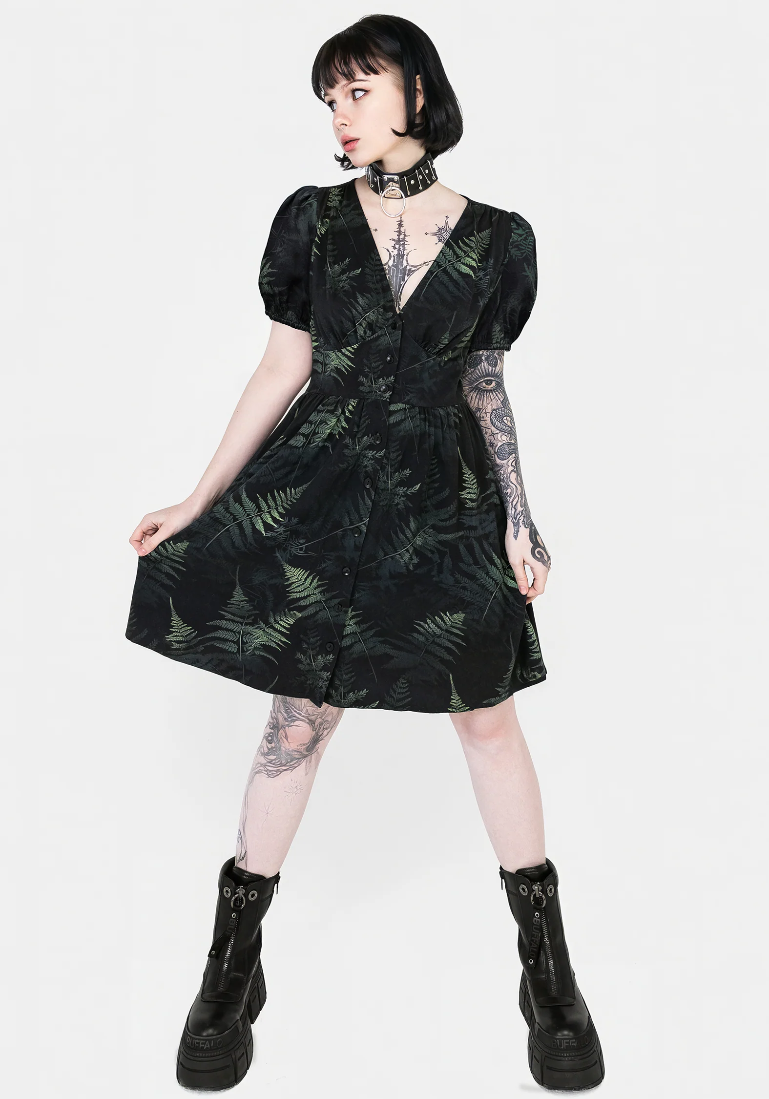Fernery Button Up Corset Mini Dress - Image 4