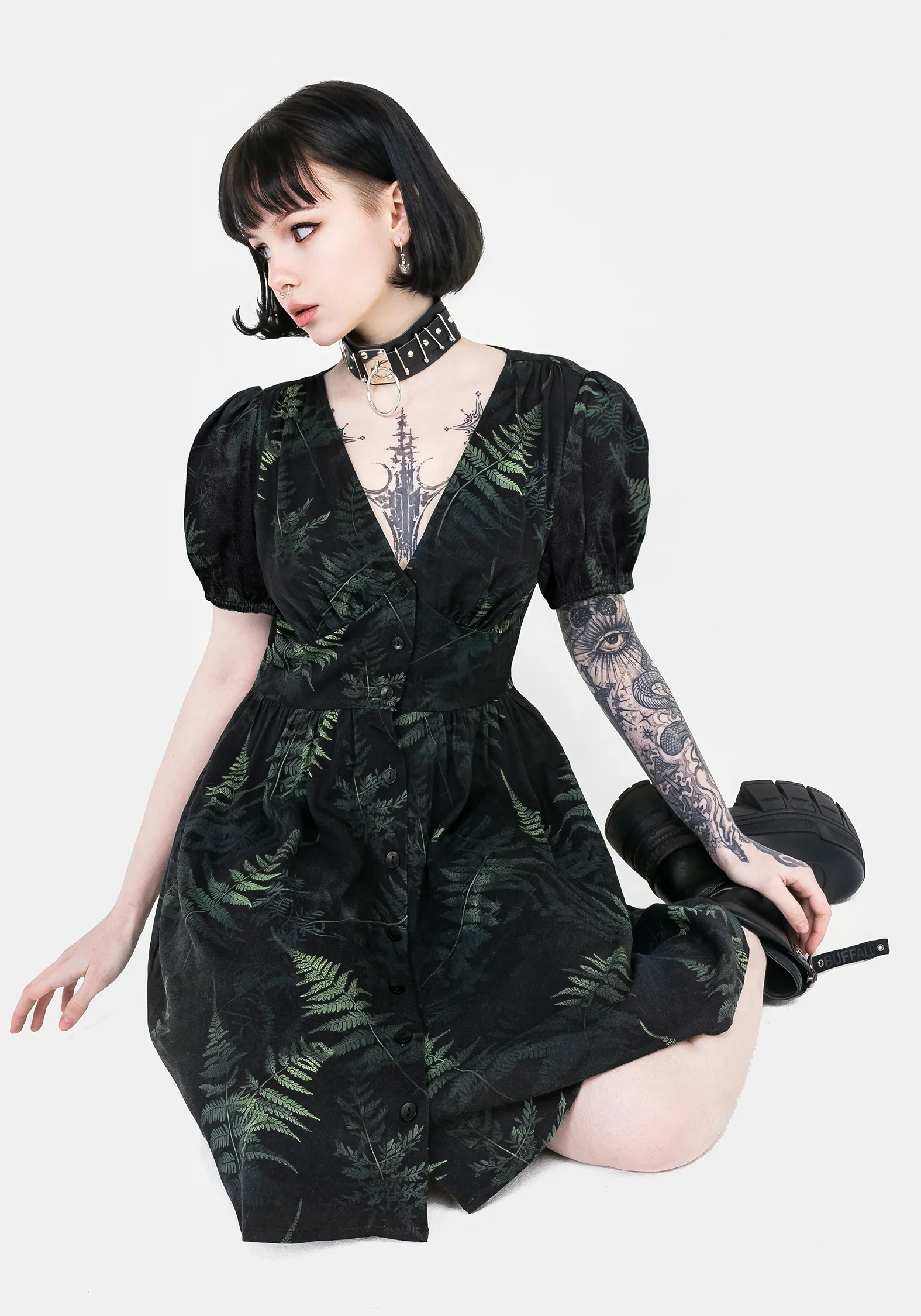 Fernery Button Up Corset Mini Dress - Image 8