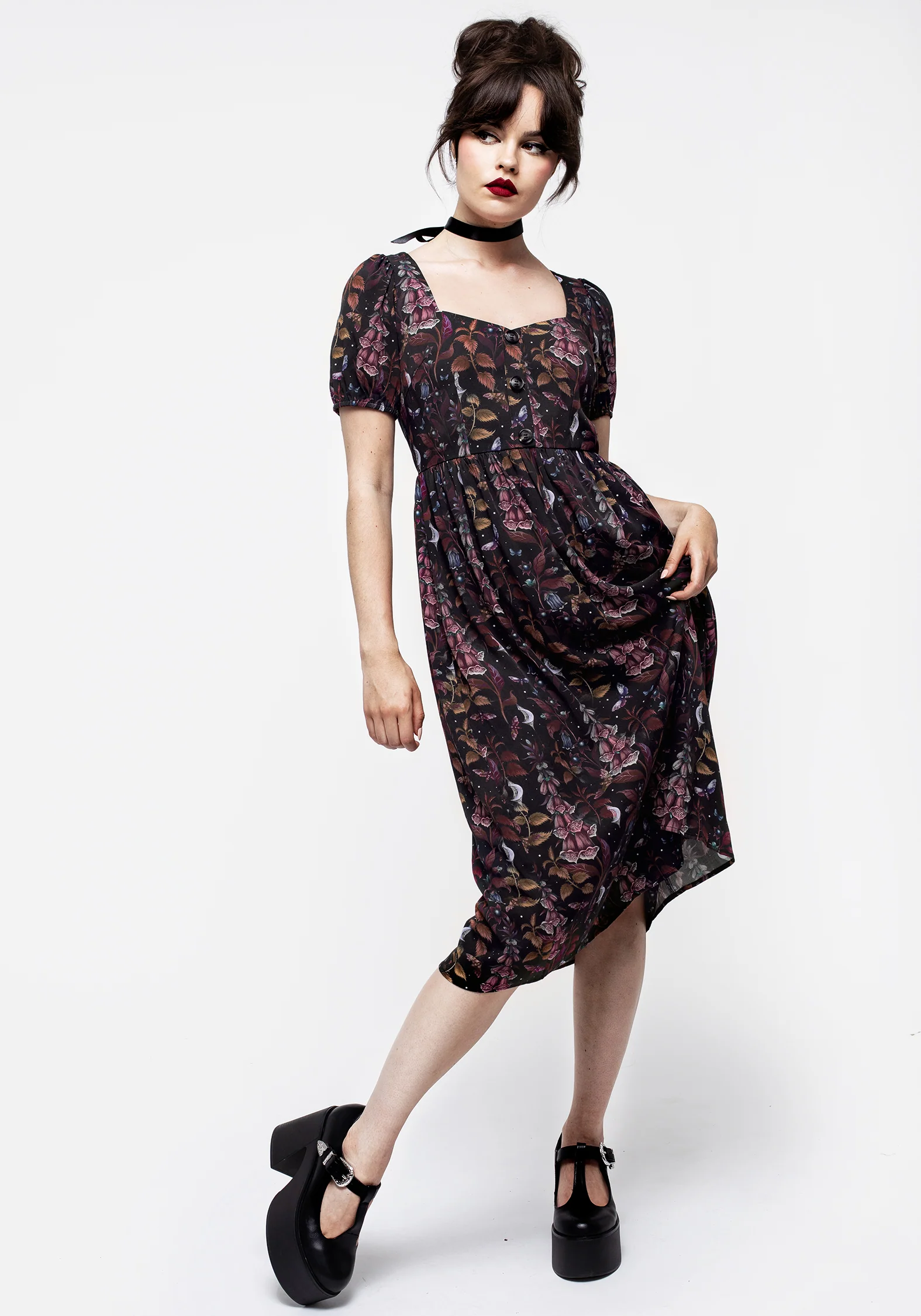 Foxglove Button Detail Midi Dress - Image 4