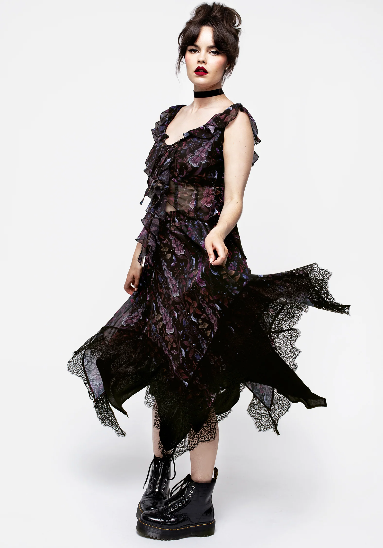 Foxglove Chiffon Handkerchief Hem Skirt - Image 7