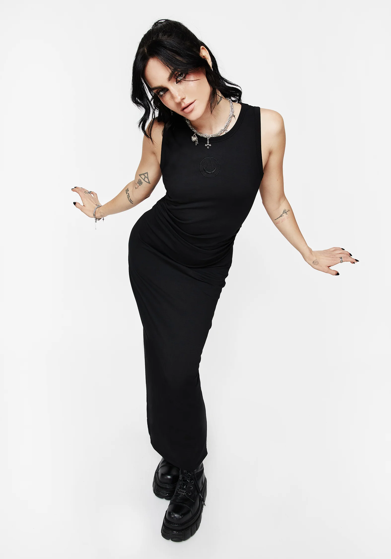 Fright Cotton Pentagram Embroidered Maxi Dress - Image 5