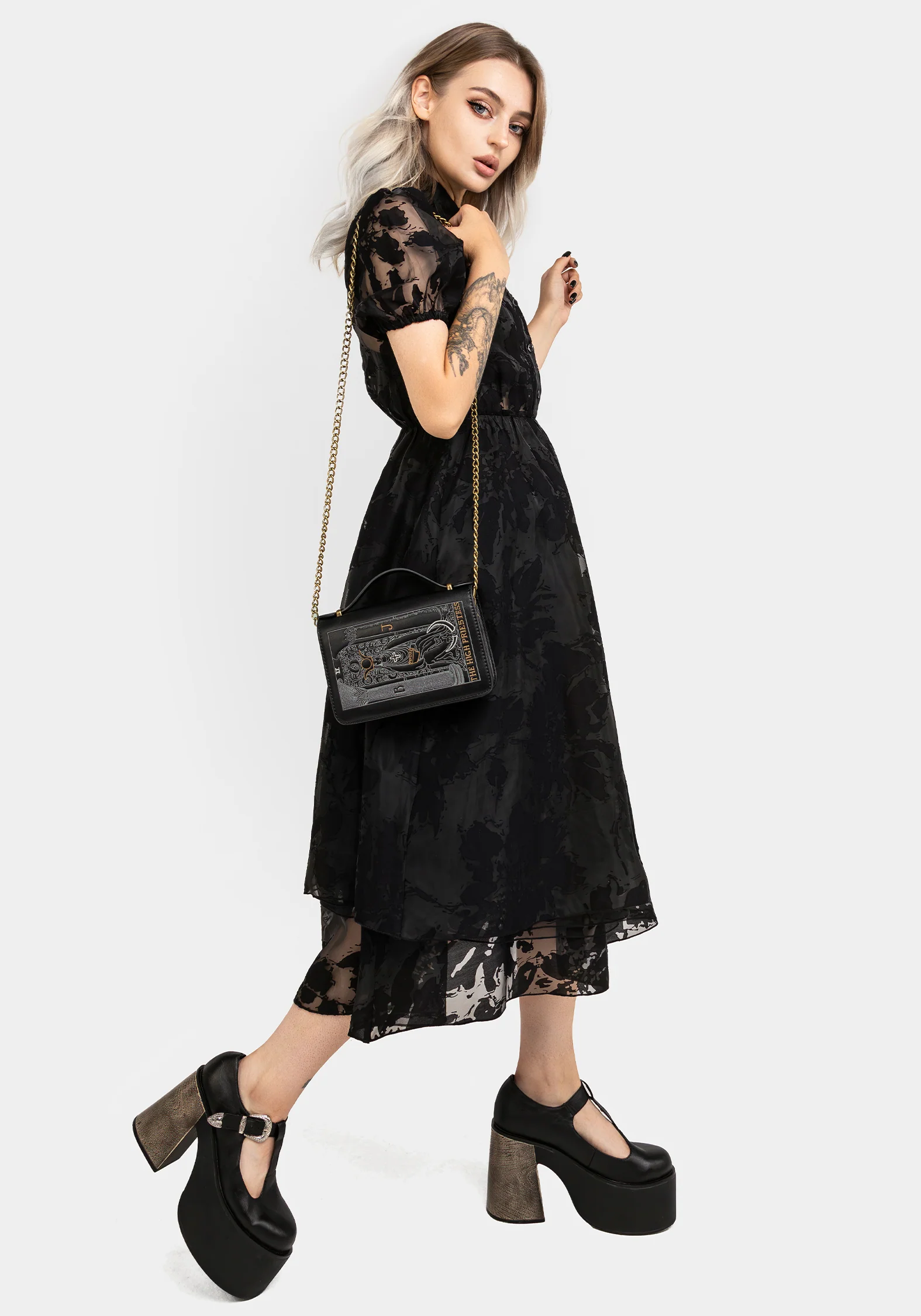 High Priestess Embroidered Crossbody Clutch Bag - Image 4