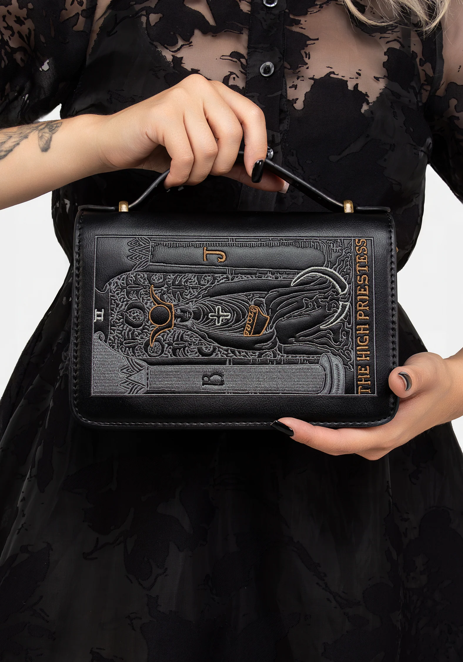 High Priestess Embroidered Crossbody Clutch Bag - Image 6