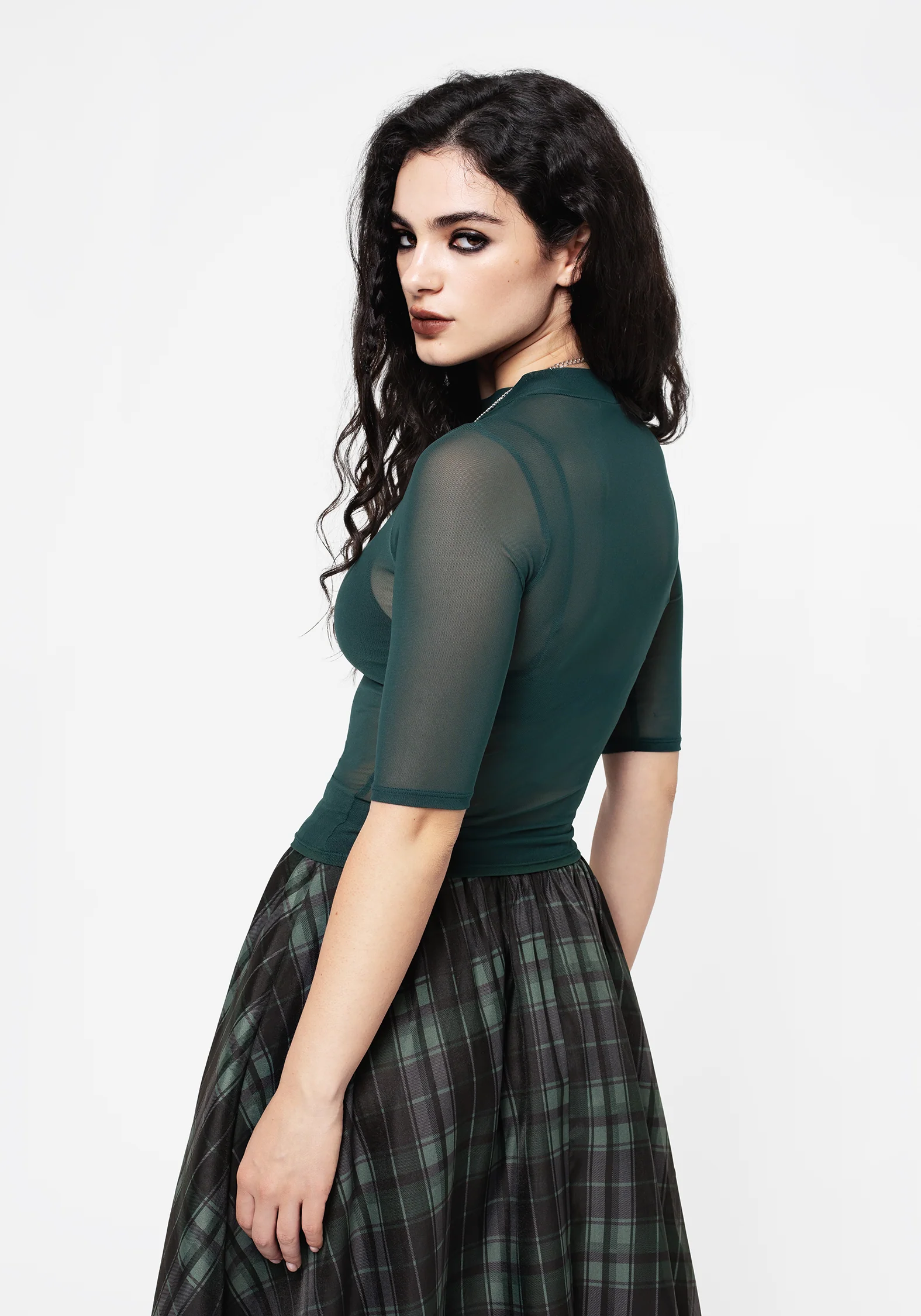 Jinx Mesh Short Sleeve Top - Green - Image 3