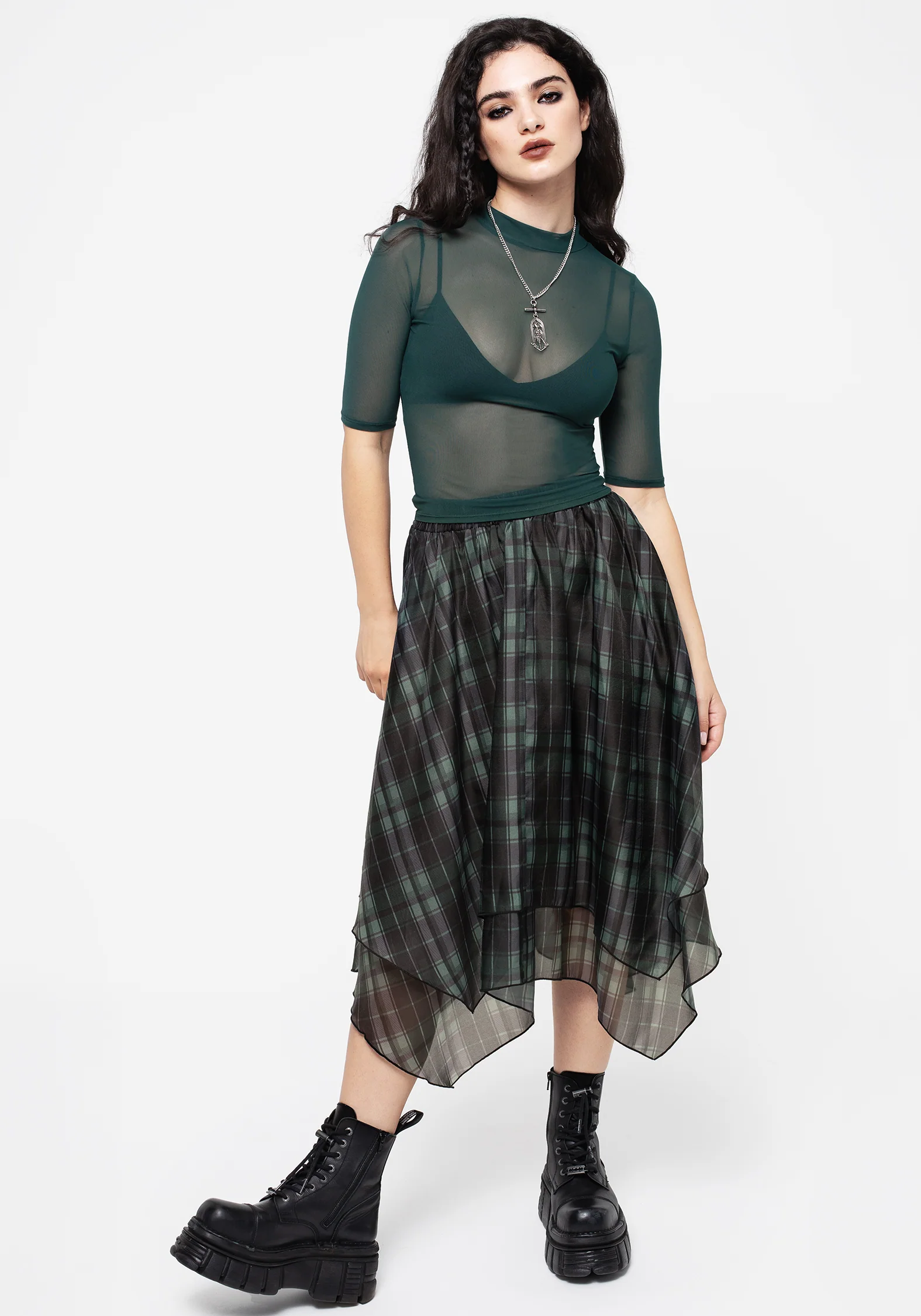 Jinx Mesh Short Sleeve Top - Green - Image 4