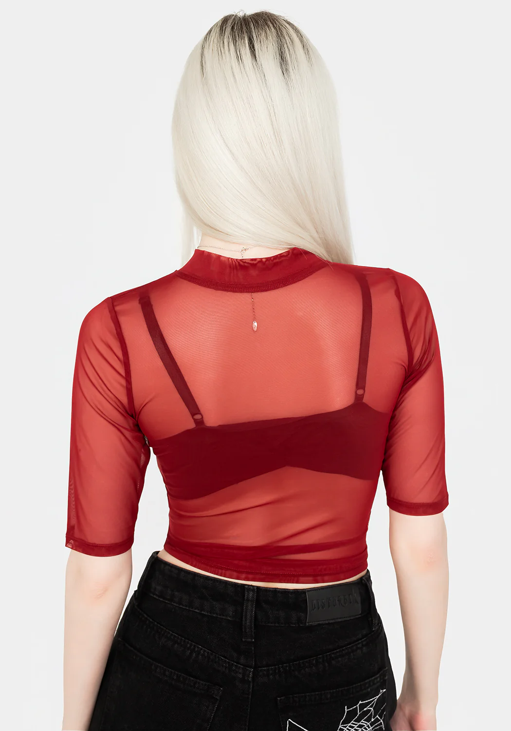 Jinx Mesh Short Sleeve Top - Red - Image 3