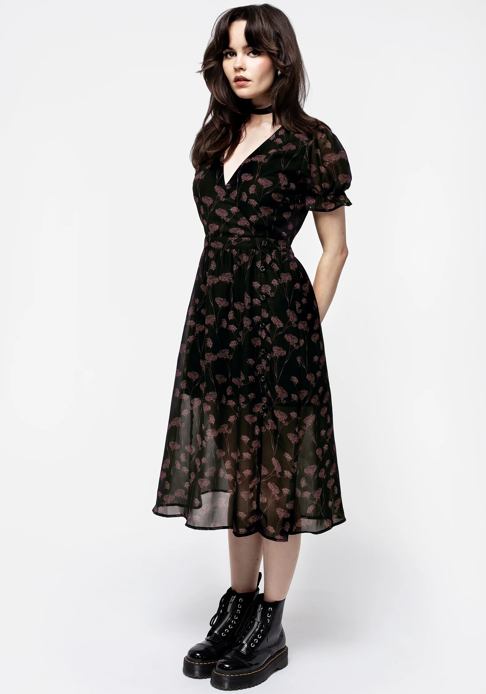Judas V-Neck Button Midi Dress - Image 4