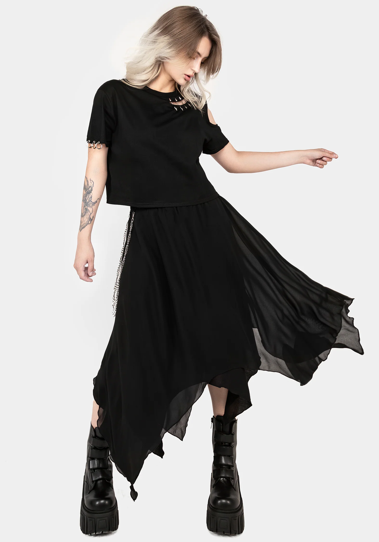 Levitate Chain Detail Midi Skirt - Image 4