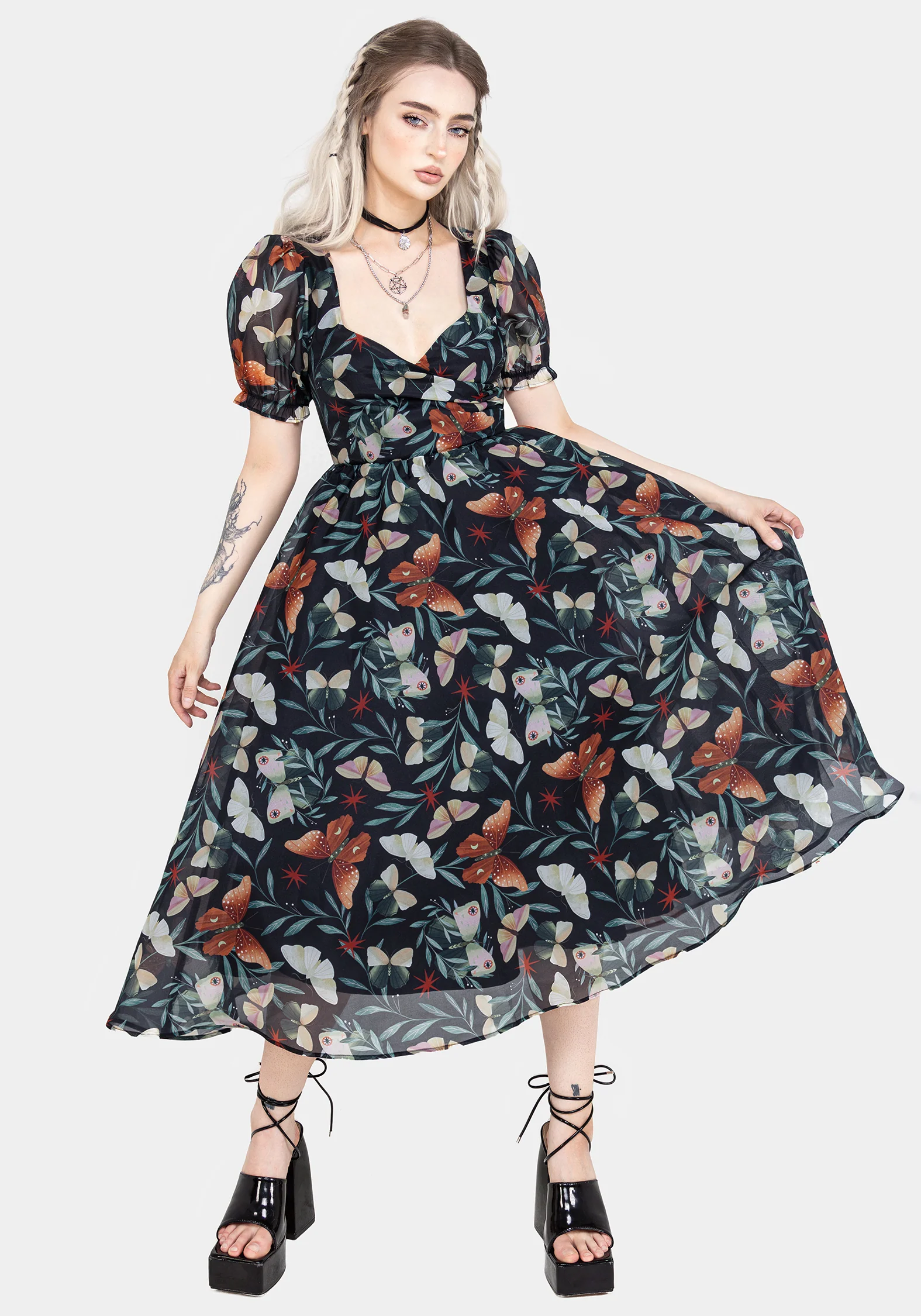 Mariposa Puff Sleeve Organza Midi Dress - Image 5