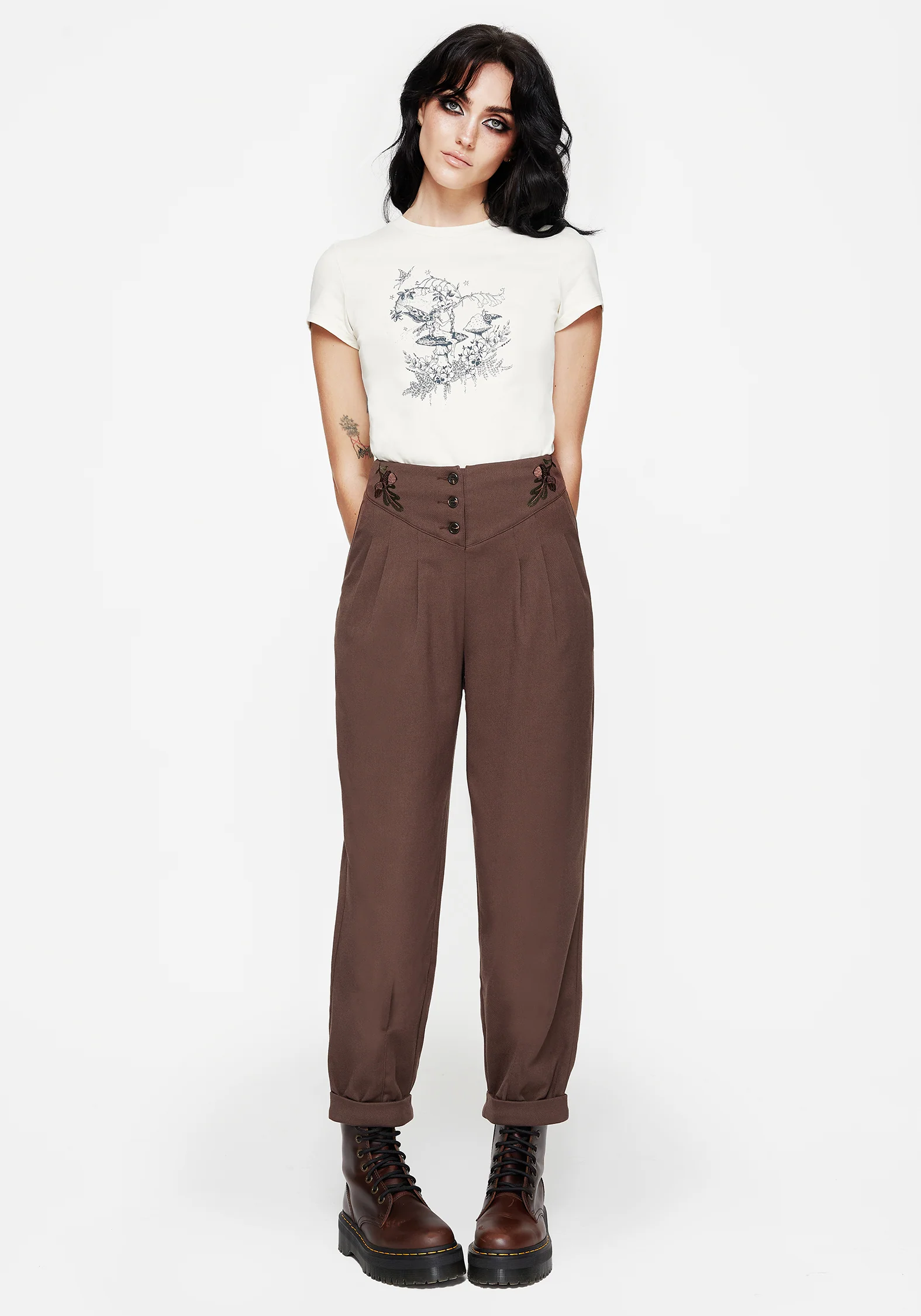 Marwood Acorn Embroidered Button Up Waist Balloon Trouser - Image 4