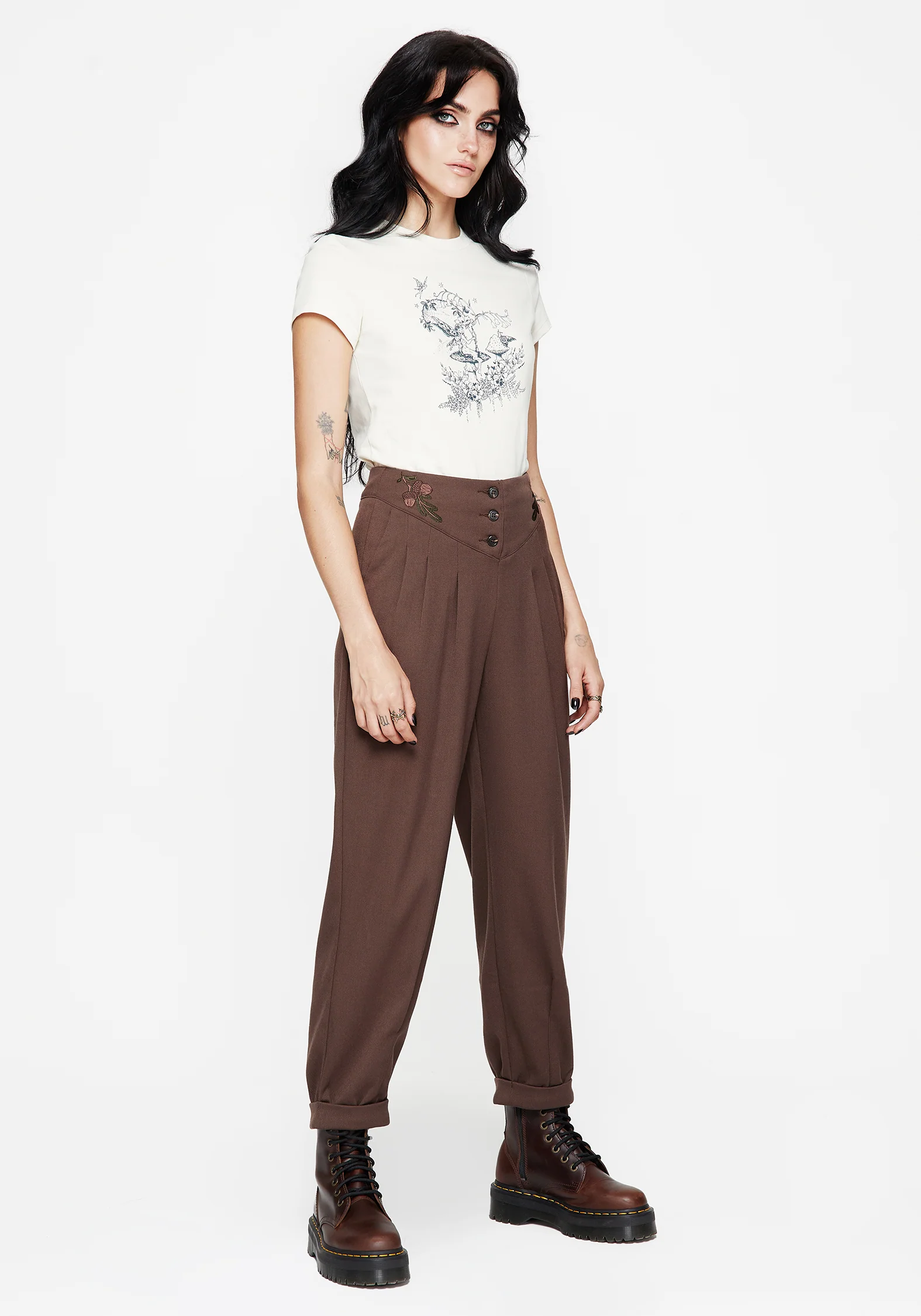 Marwood Acorn Embroidered Button Up Waist Balloon Trouser - Image 6