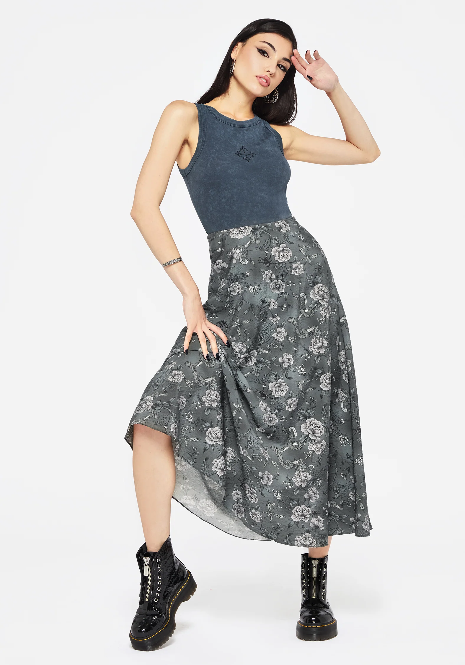 Meadow Floral Serpent Print Midaxi Skirt - Image 4