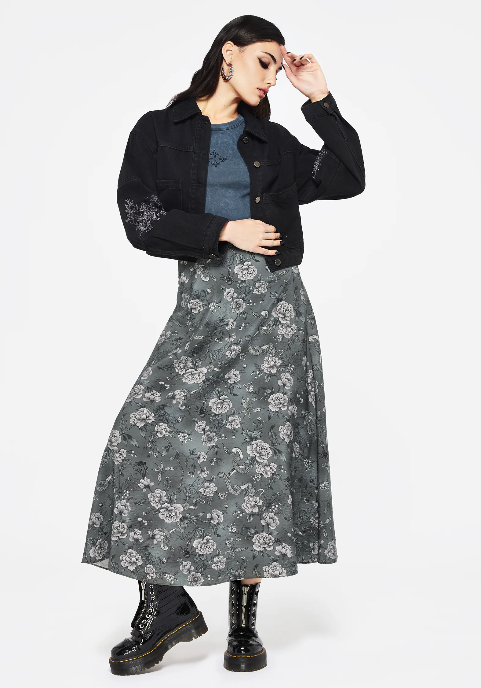 Meadow Floral Serpent Print Midaxi Skirt - Image 6