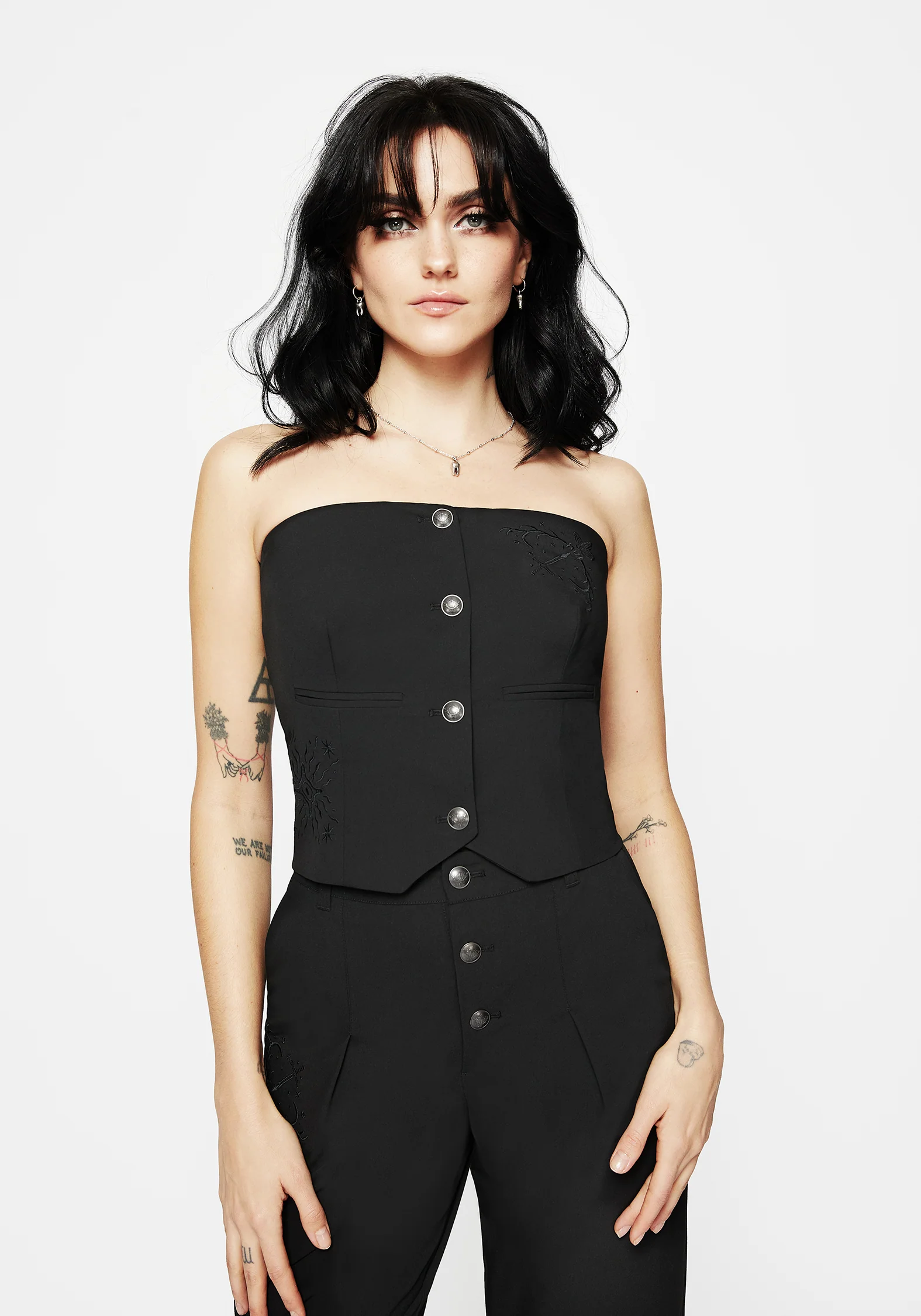 Moonbow Embroidered Strapless Tailored Waistcoat - Image 7