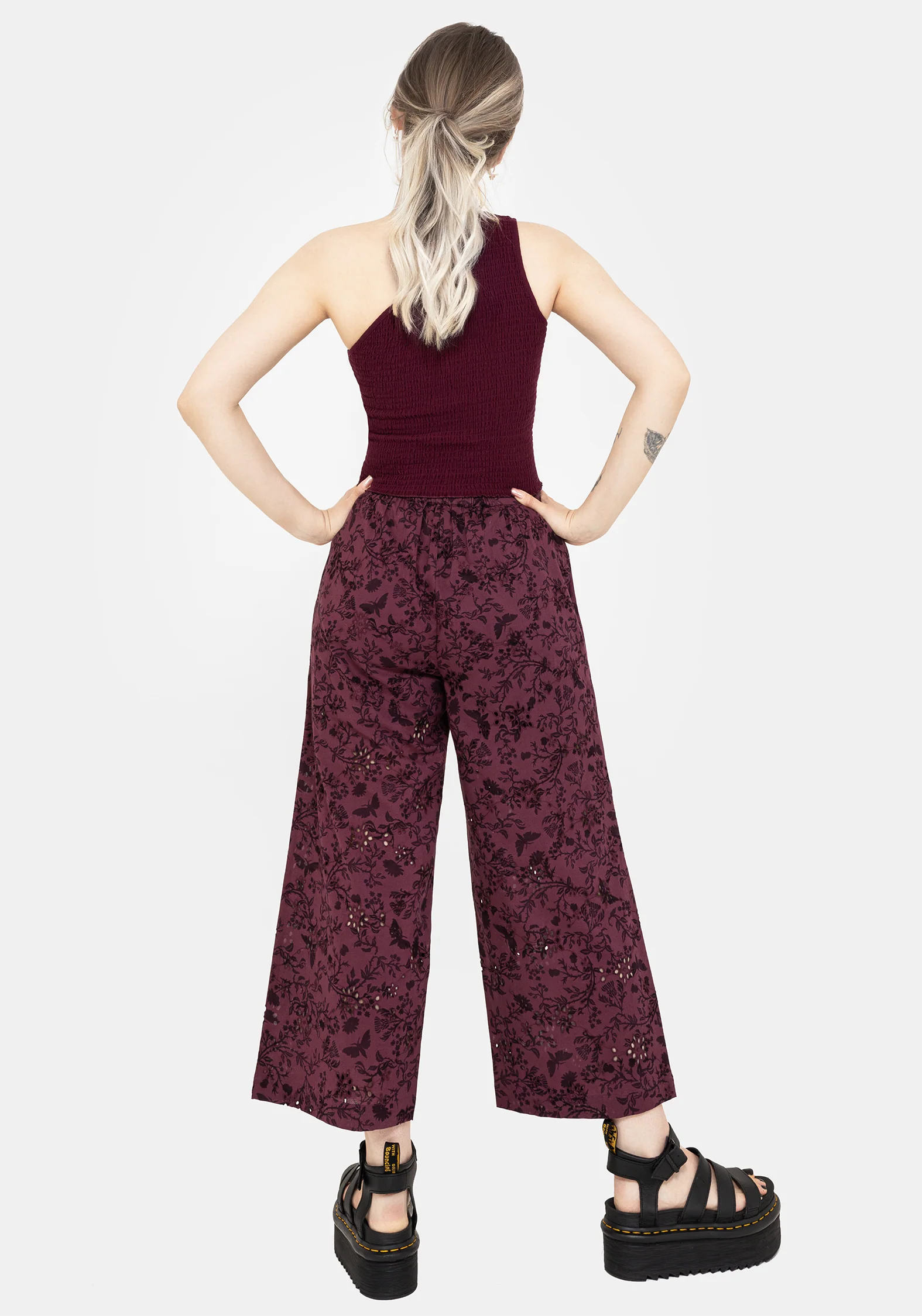 Morgana Cotton Broderie Tie Waist Culottes - Image 3