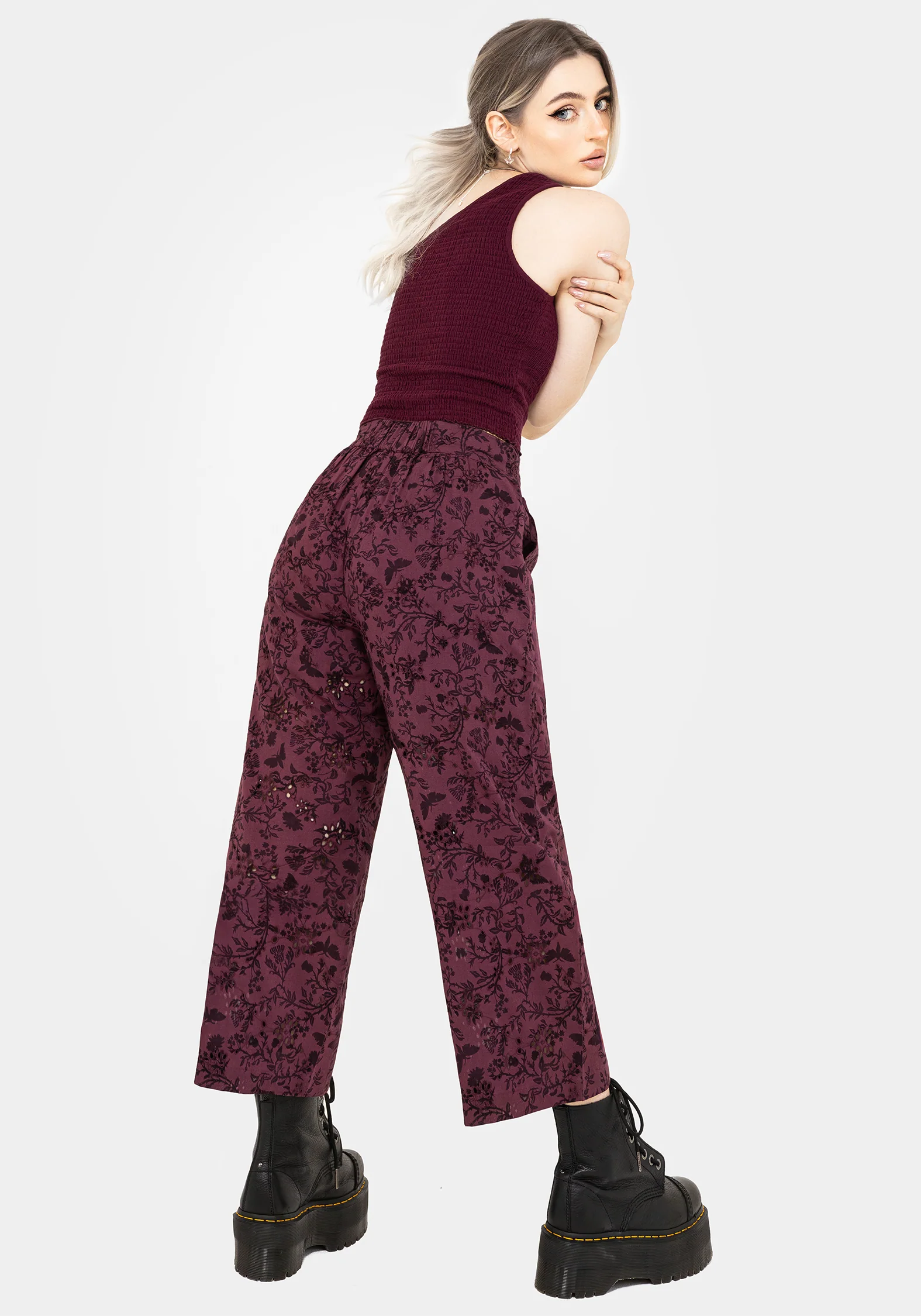 Morgana Cotton Broderie Tie Waist Culottes - Image 5