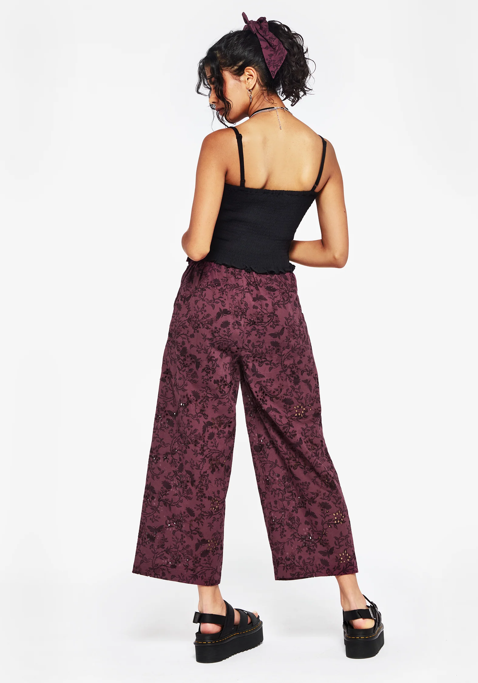 Morgana Cotton Broderie Tie Waist Culottes - Image 7
