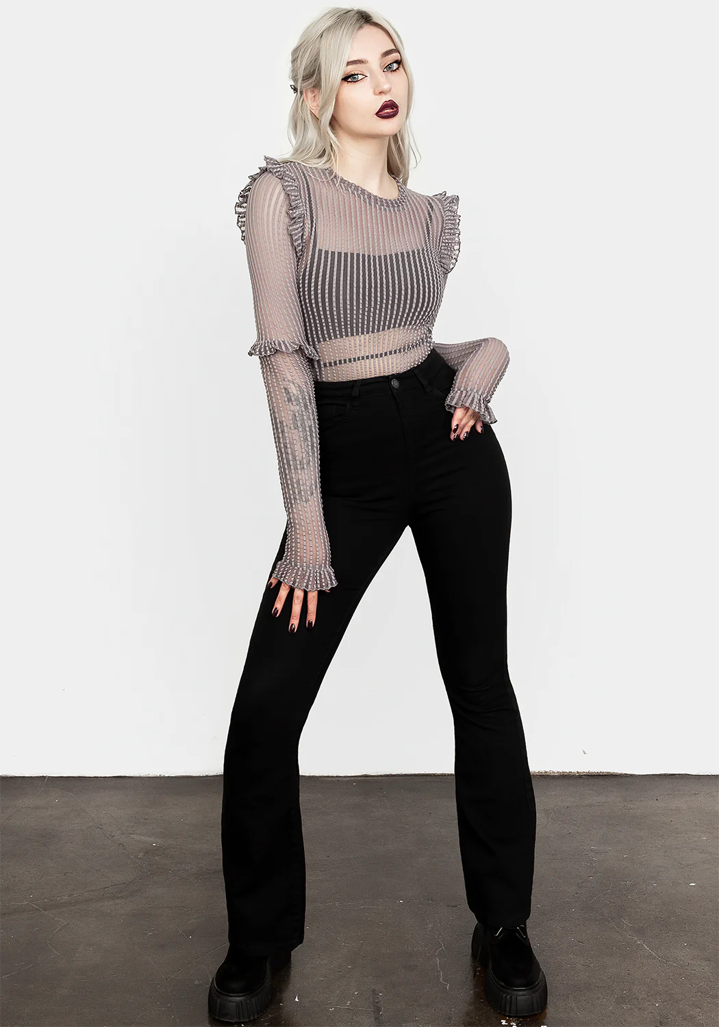 MOURNING RUFFLE TOP GHOST GREY - Image 4