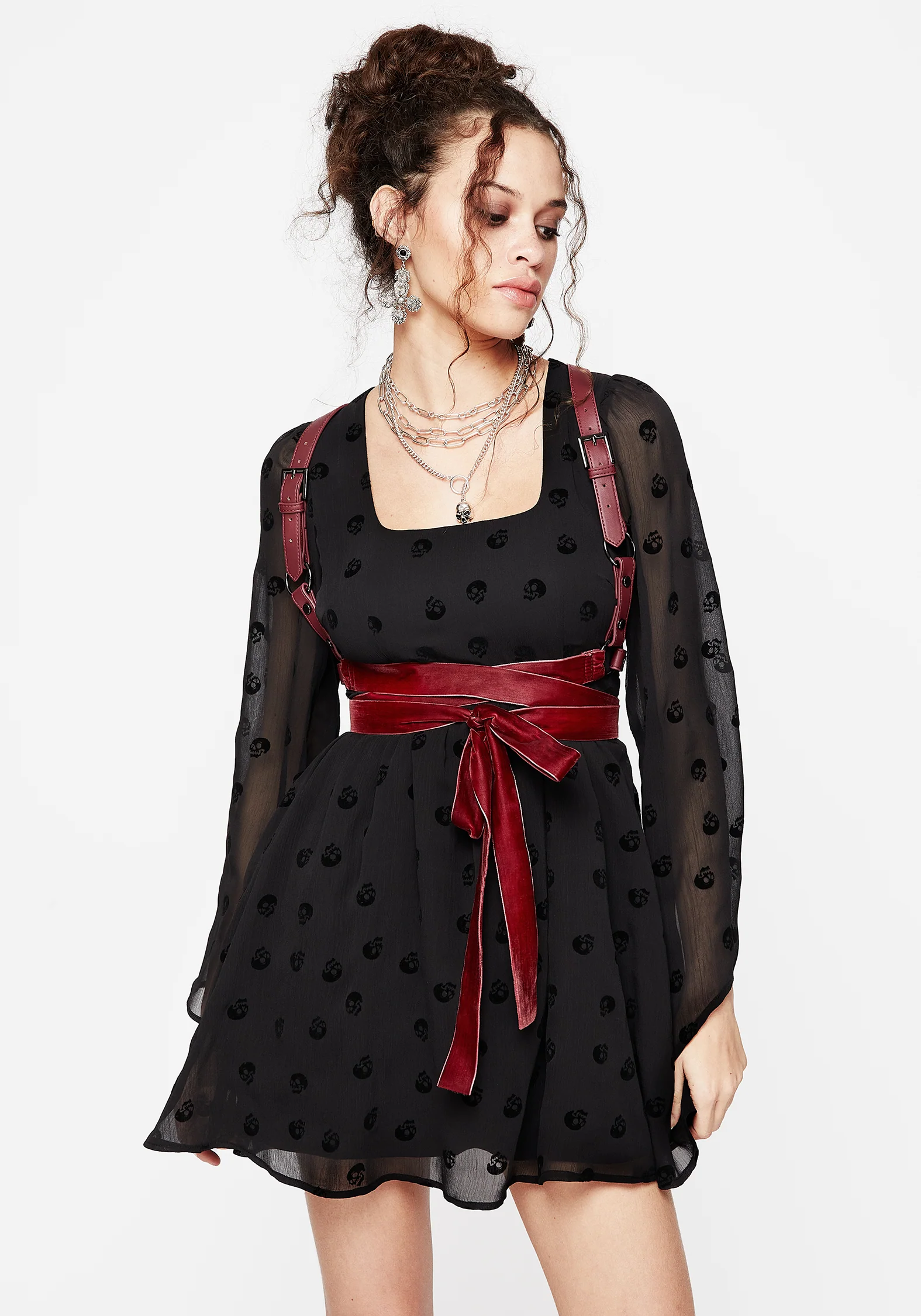 Natalia Ribbon Wrap Harness - Oxblood - Image 4