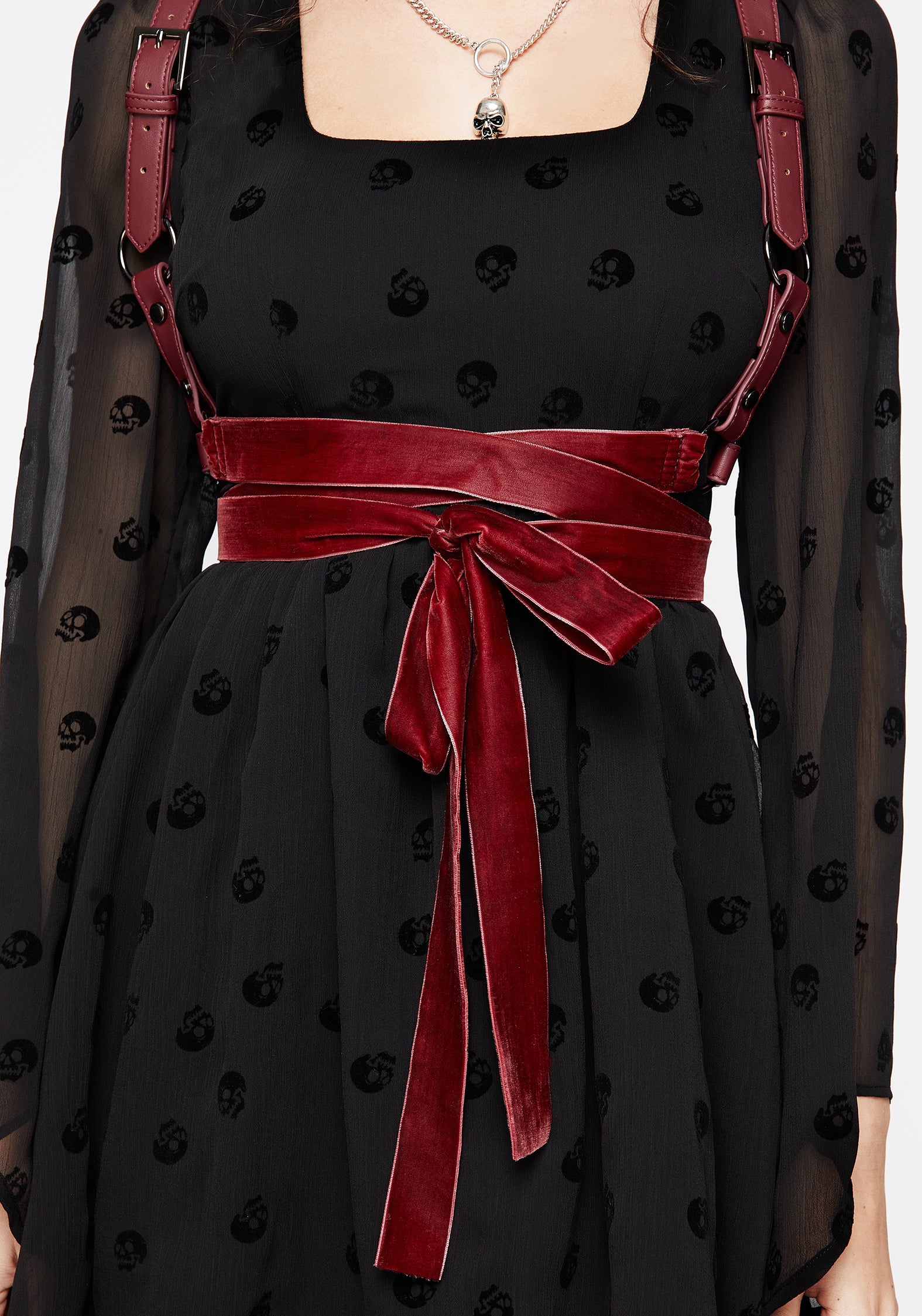 Natalia Ribbon Wrap Harness - Oxblood - Image 5