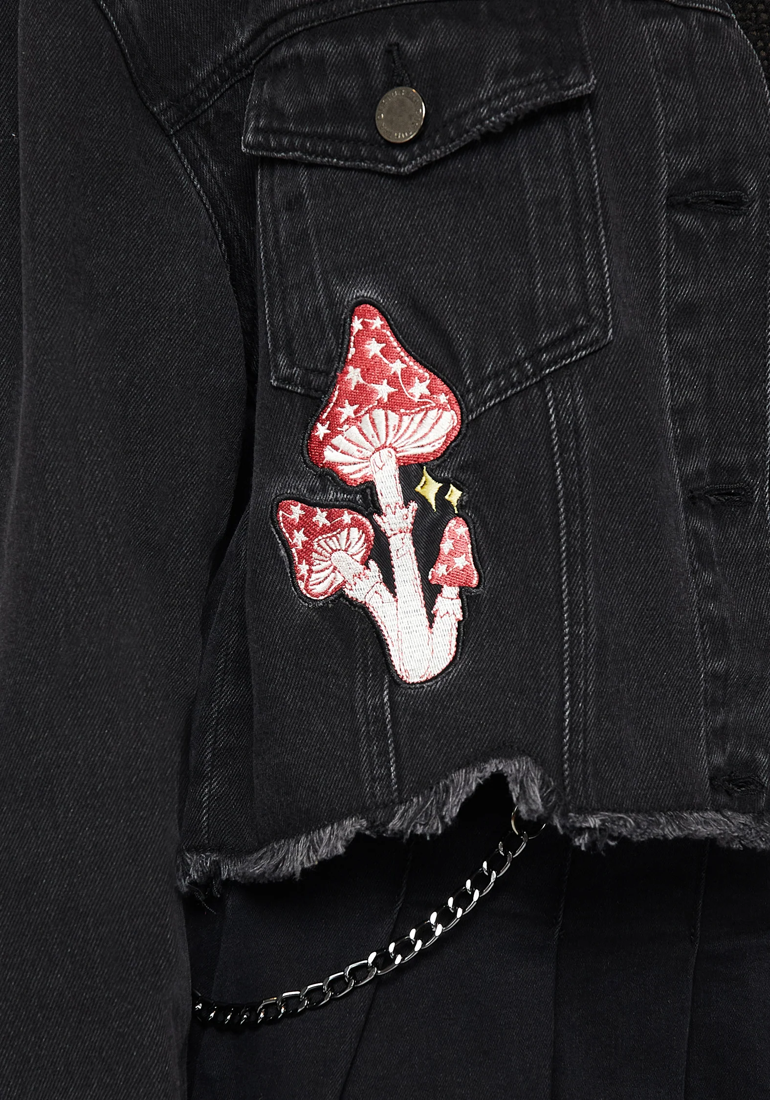 Nirah Embroidered Crop Denim Jacket - Image 5