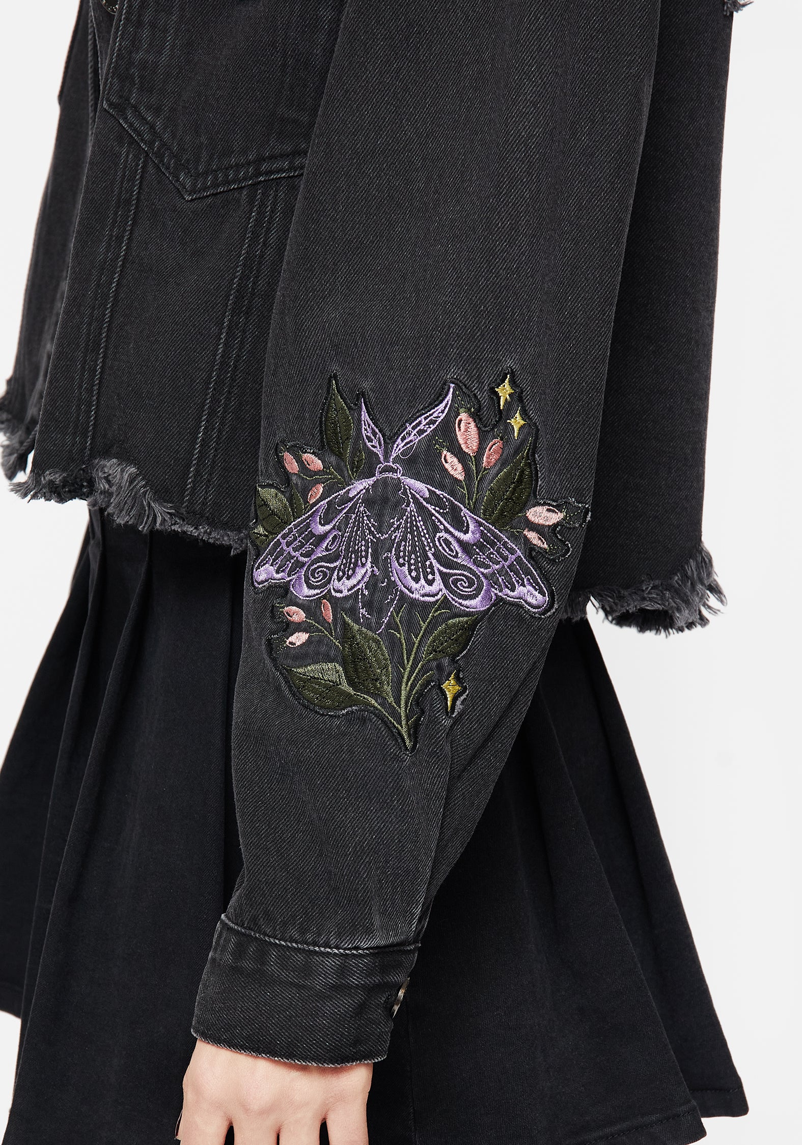 Nirah Embroidered Crop Denim Jacket - Image 6