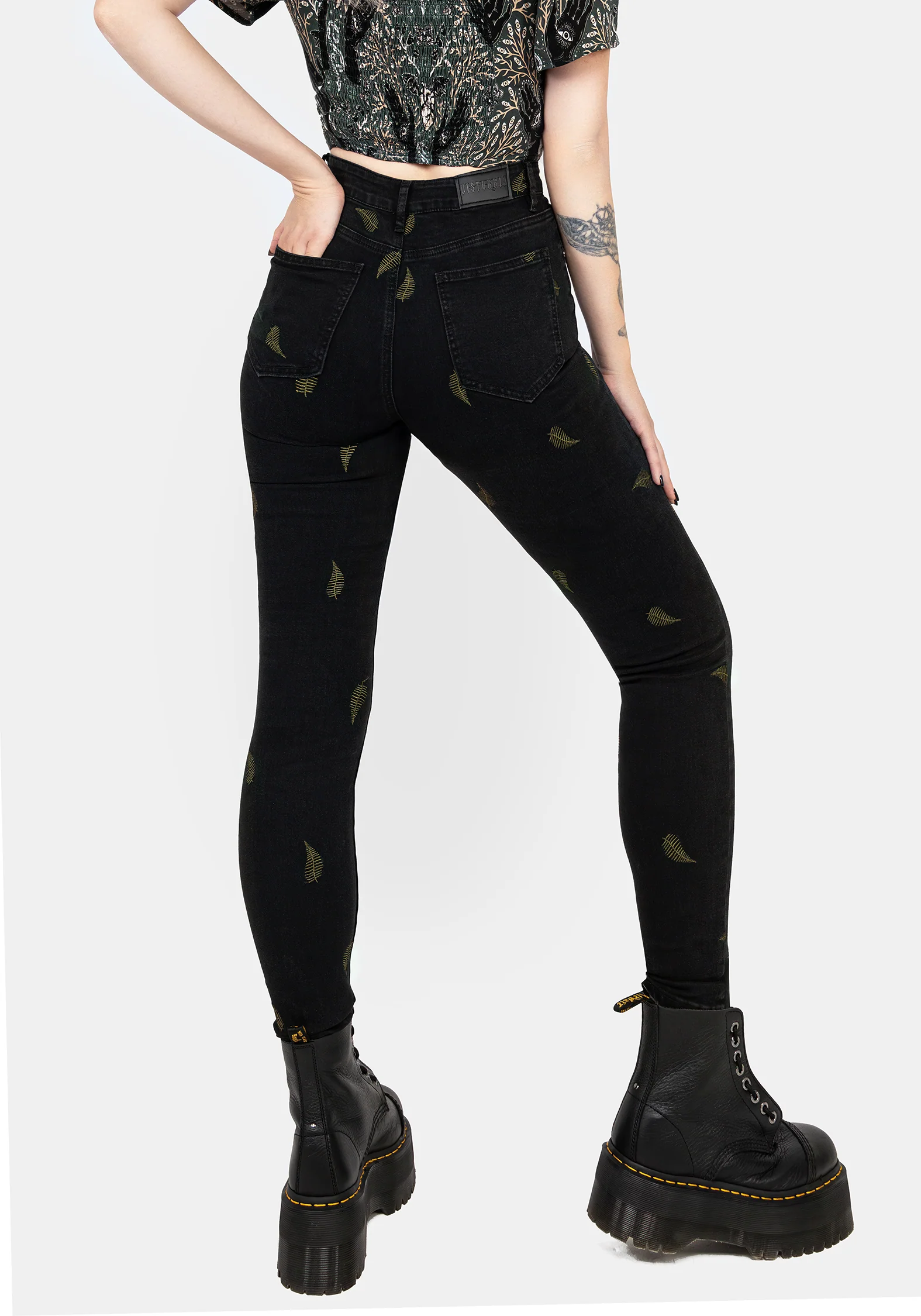 Osmunda Fern Embroidered Denim Skinny Jeans - Image 3