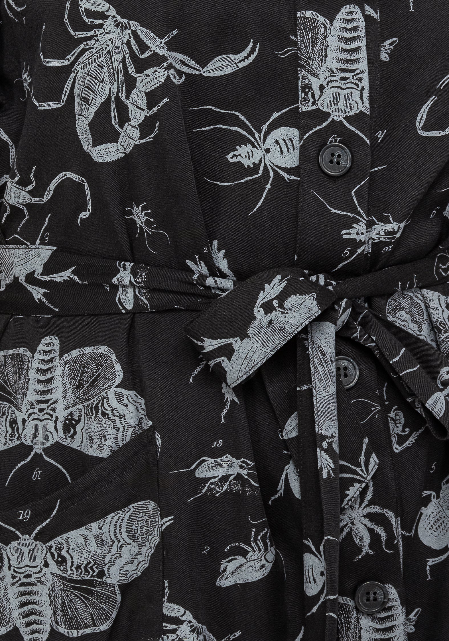 Parasite Bugs Short Sleeve Mini Shirt Dress - Black - Image 3