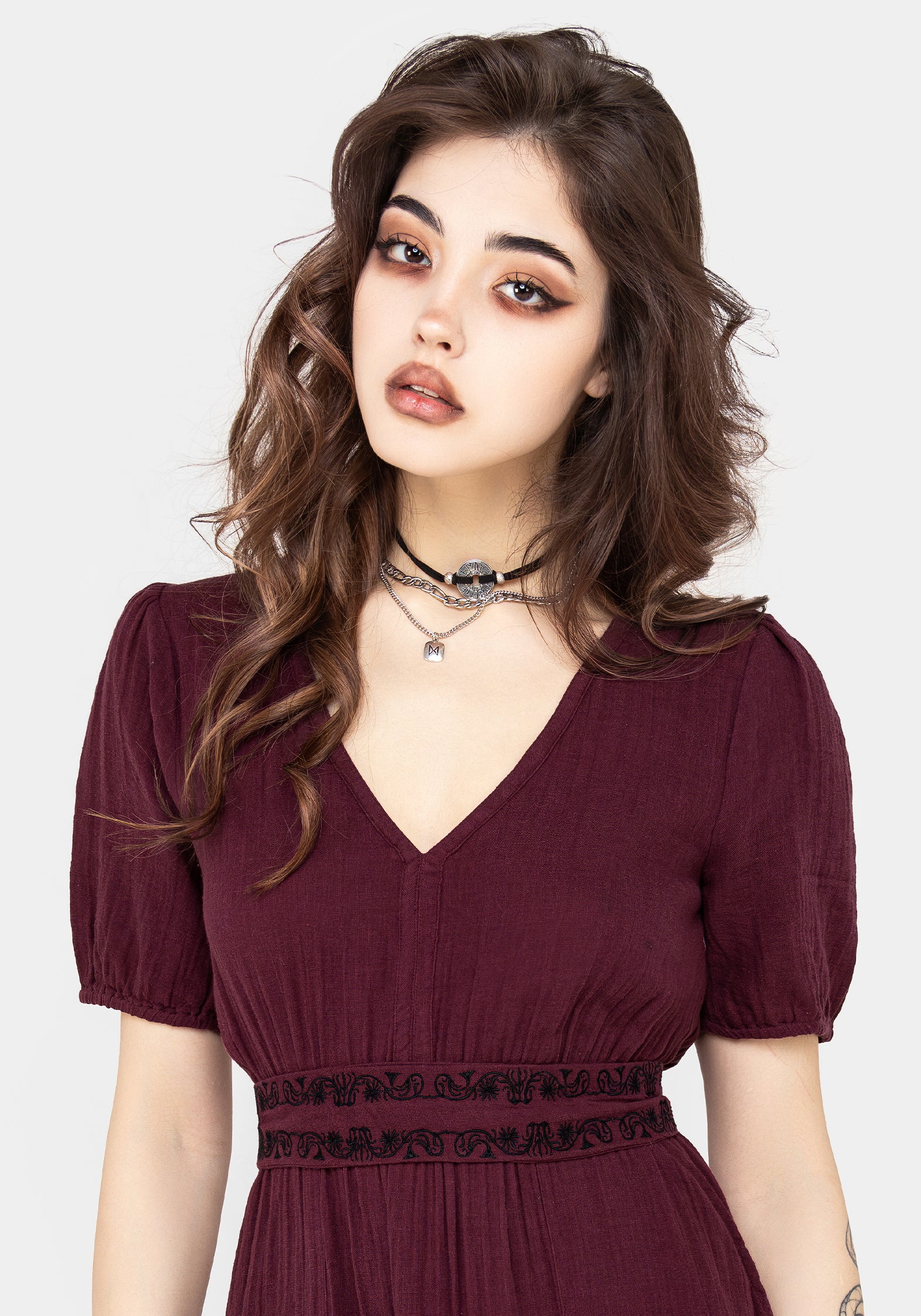 Poultice Embroidered Cotton Midi Dress - Image 7