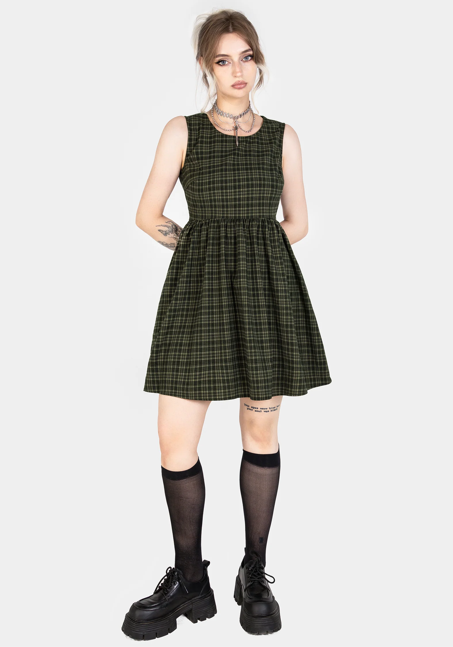 Sabine Check Mini Skater Dress - Image 5