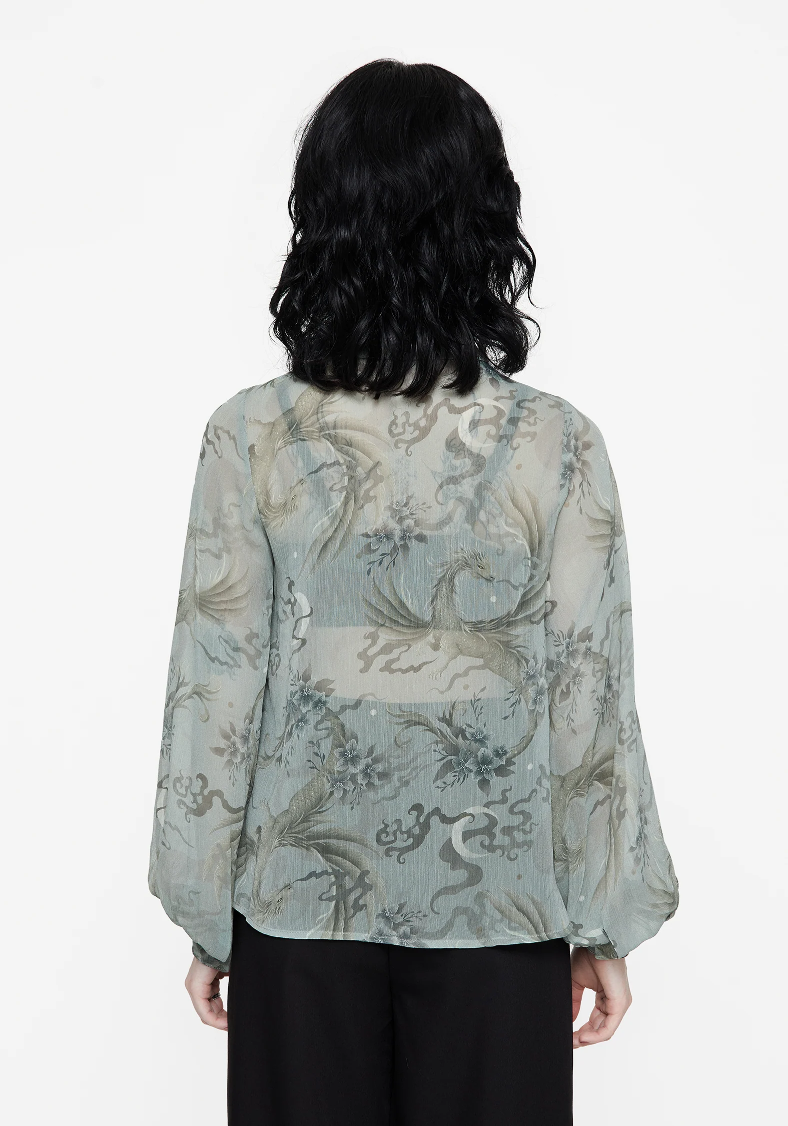 Sapphira Dragon Print Button Up Shirt - Image 3