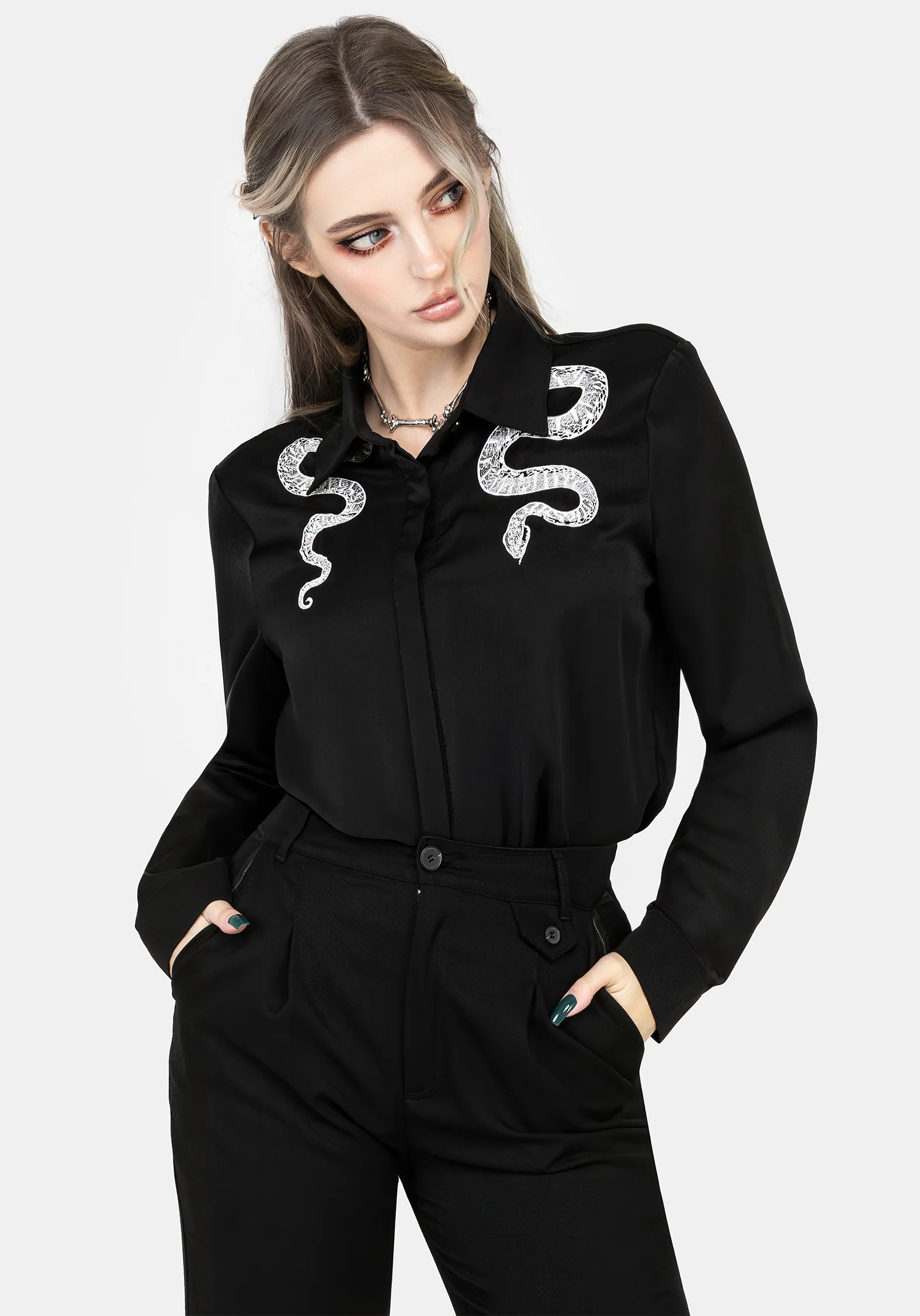 Slither Embroidered Snake Shirt - Image 5