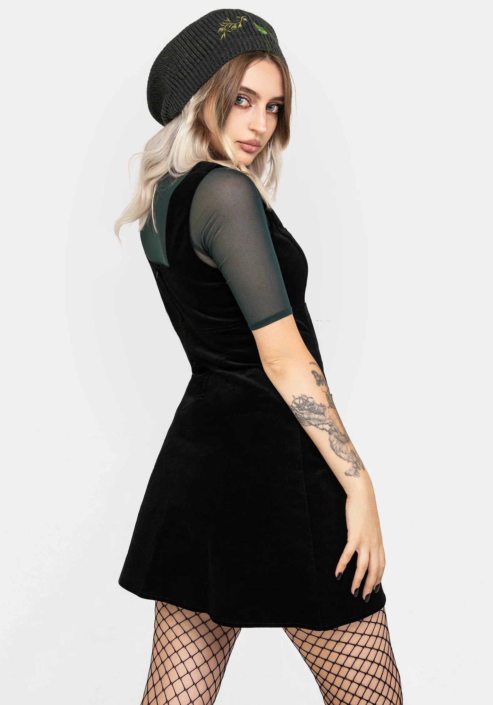 Swamplife Embroidered Cord Mini Pinafore Dress - Image 3