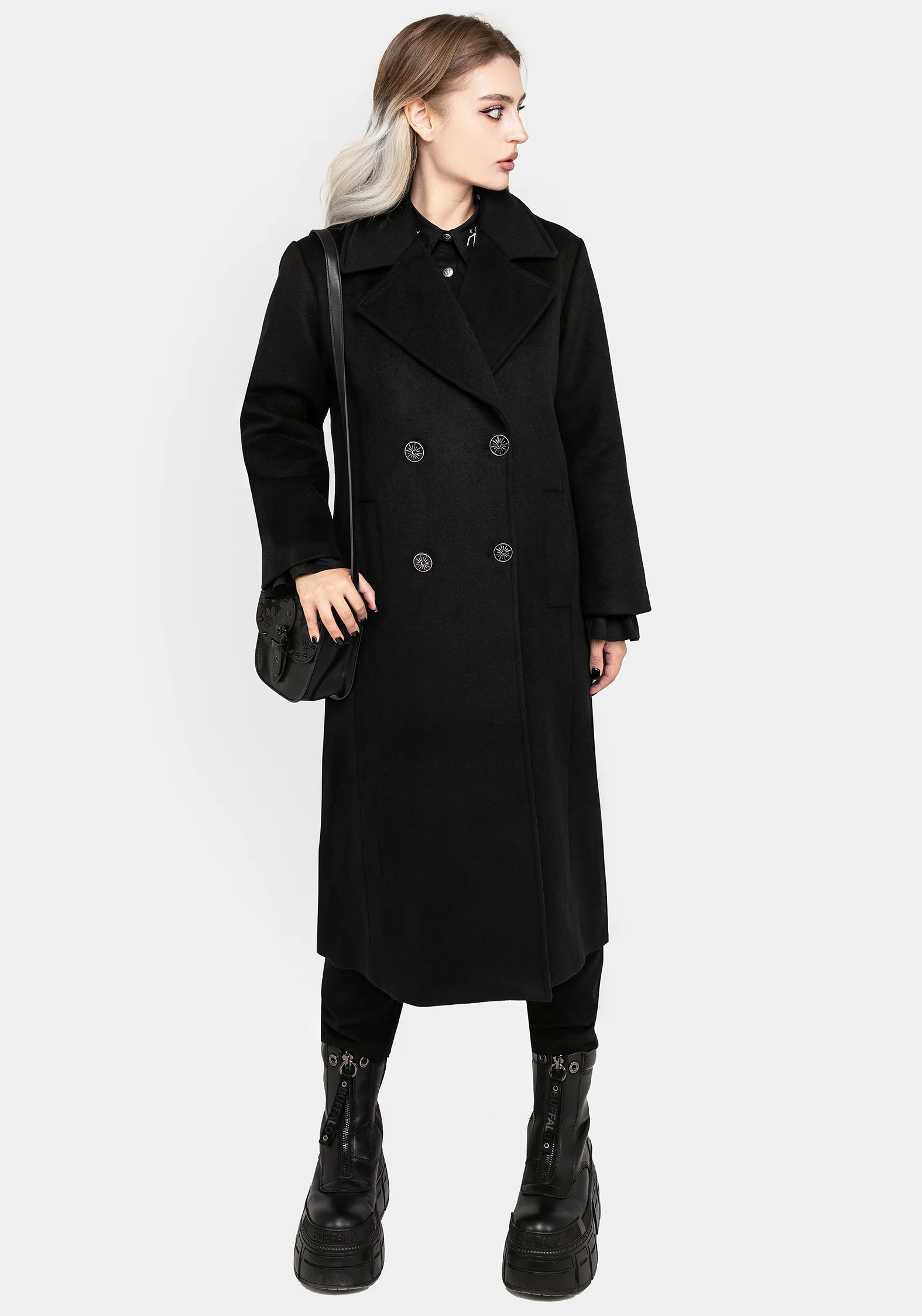 Theia Double Breasted Longline Wool Blend Coat - Image 5