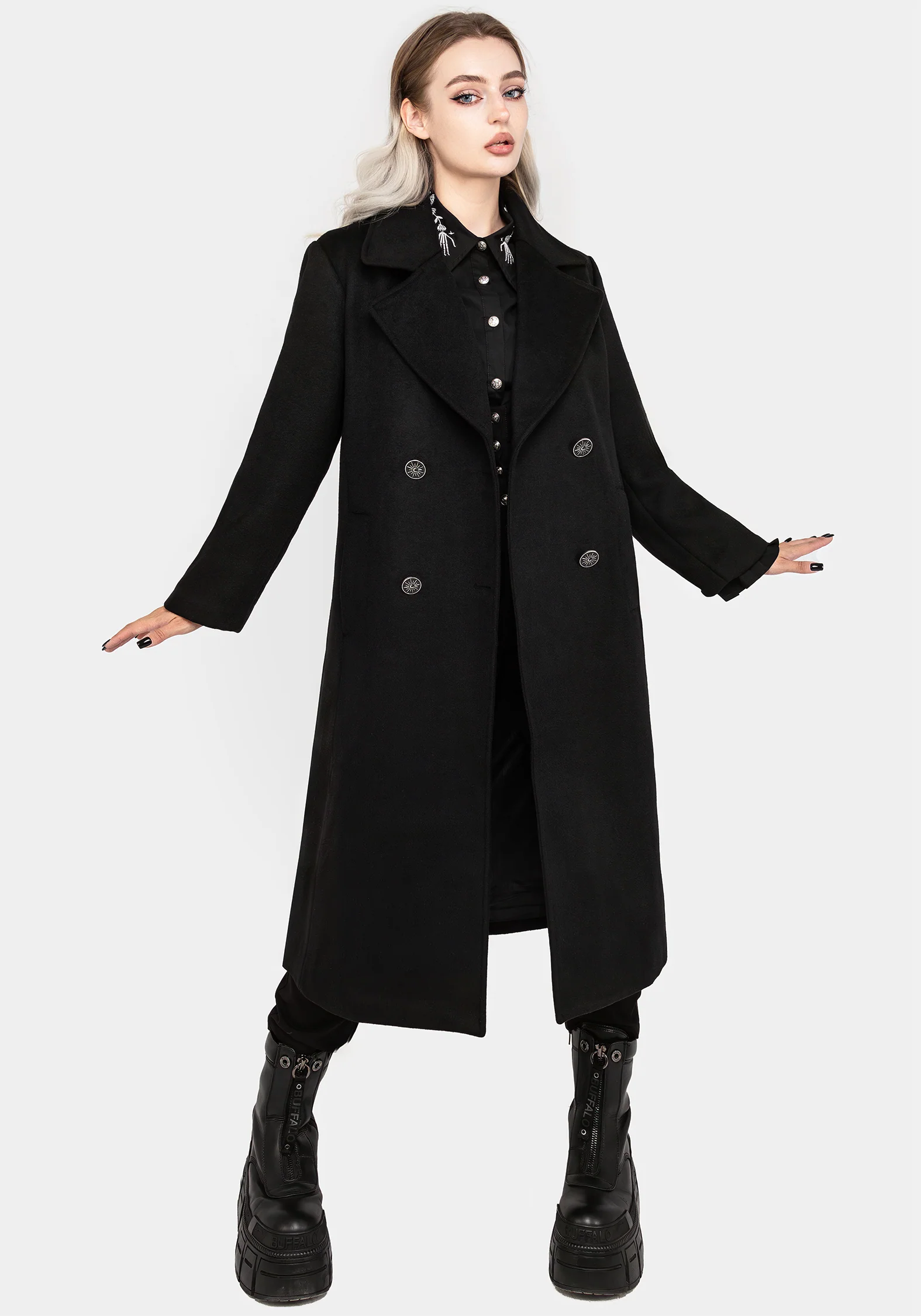 Theia Double Breasted Longline Wool Blend Coat - Image 6