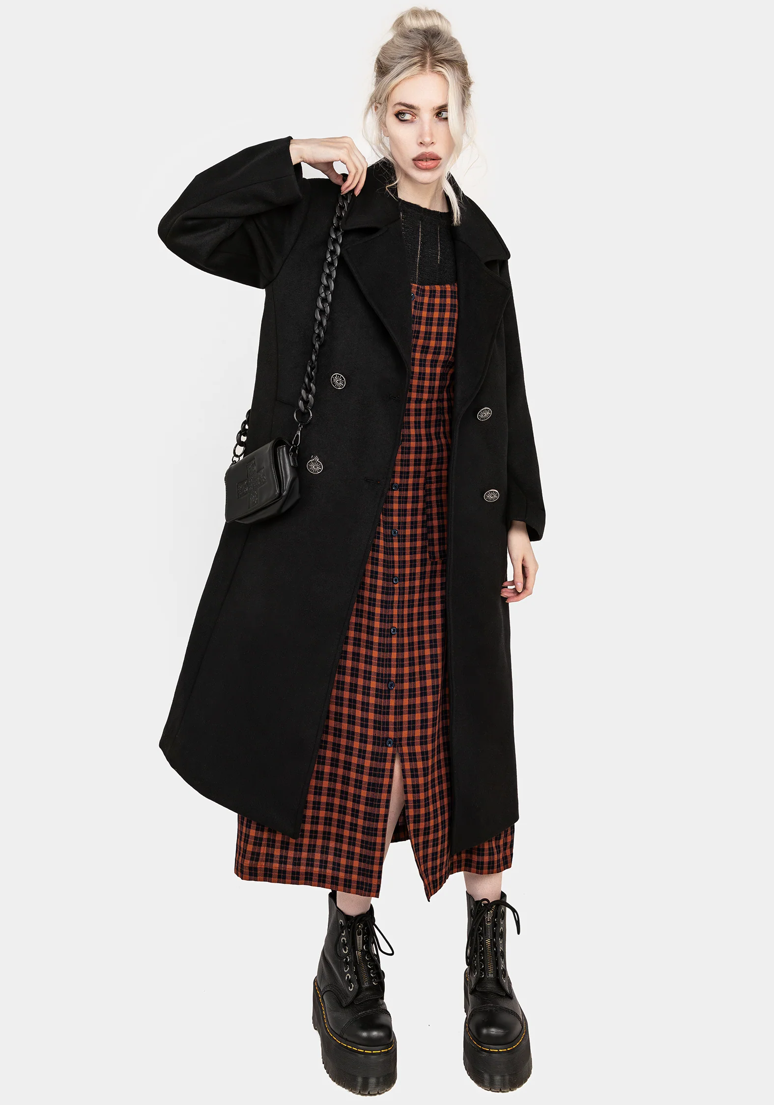 Theia Double Breasted Longline Wool Blend Coat - Image 7