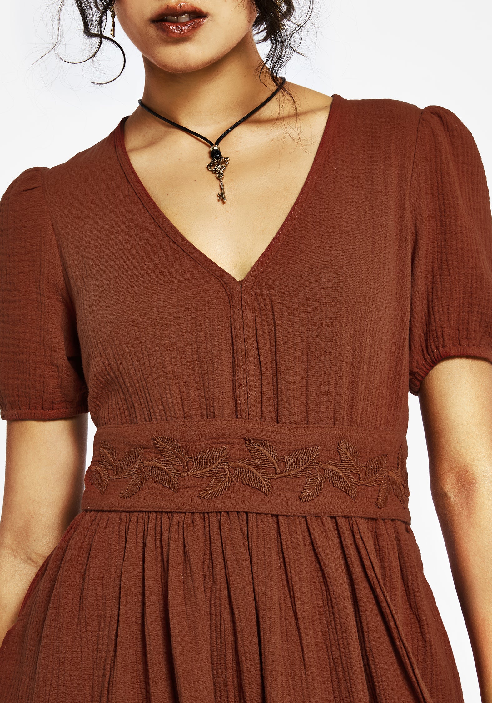 Tiana Cotton Applique Trim Midi Dress - Image 5